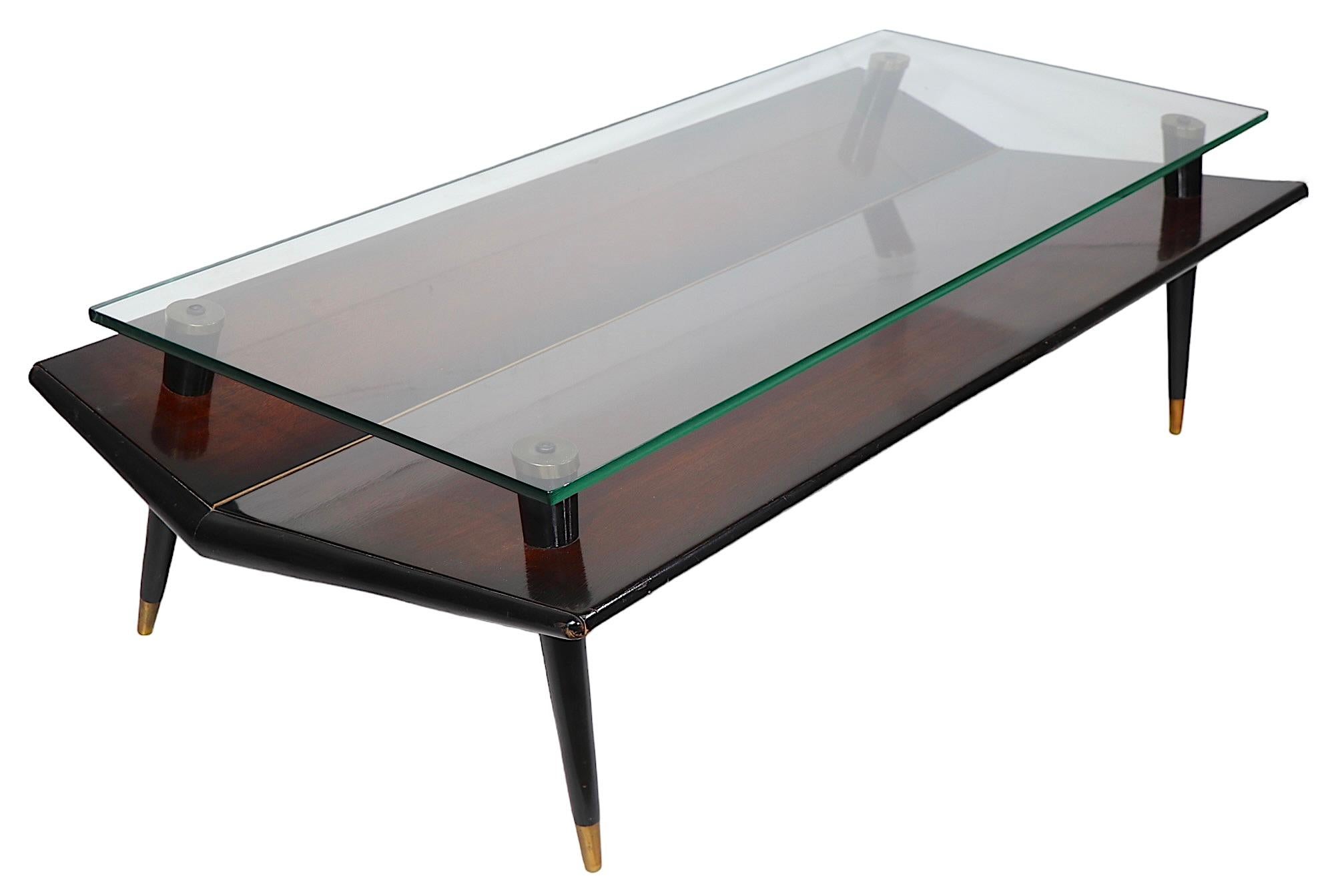 Mid Century Chevron Base Glass Top Coffee Table by Gordon's Inc. c. 1950's  For Sale 3