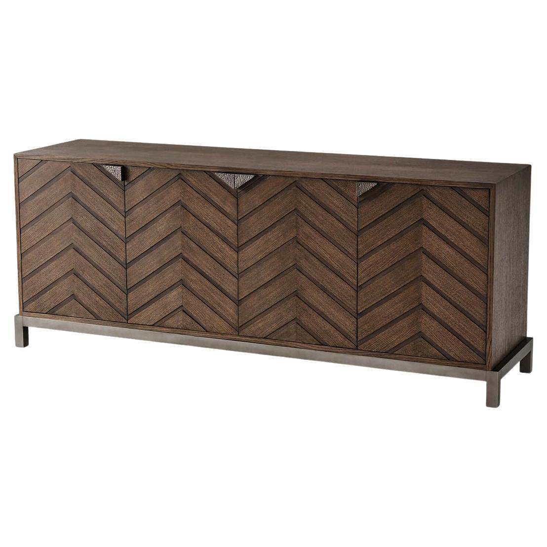 Mid-Century Chevron Sideboard For Sale