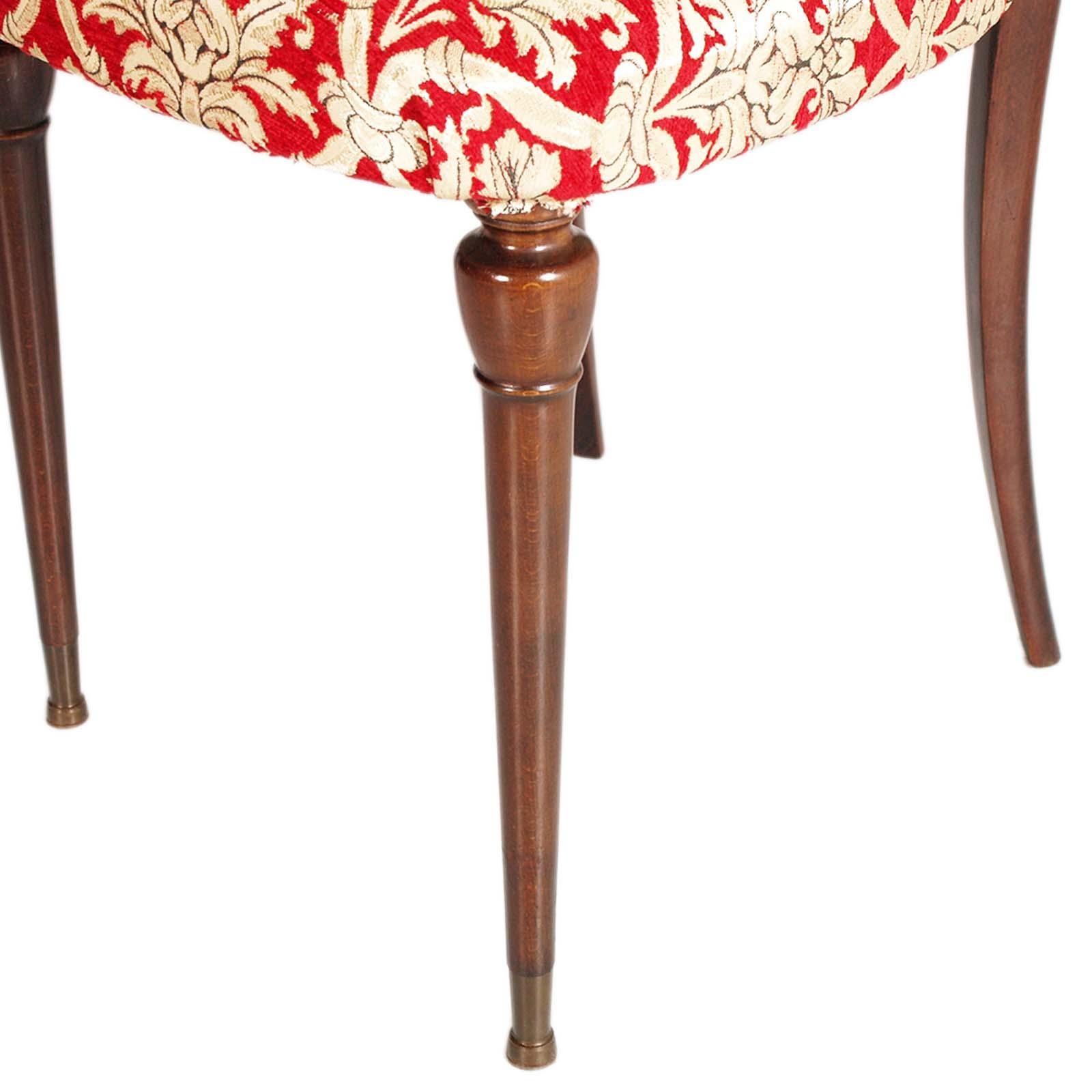 Chiavari-Stuhl von Paolo Buffa aus der Mitte des Jahrhunderts, Belle Epoque, neu gepolstert Fortuny im Zustand „Gut“ im Angebot in Vigonza, Padua