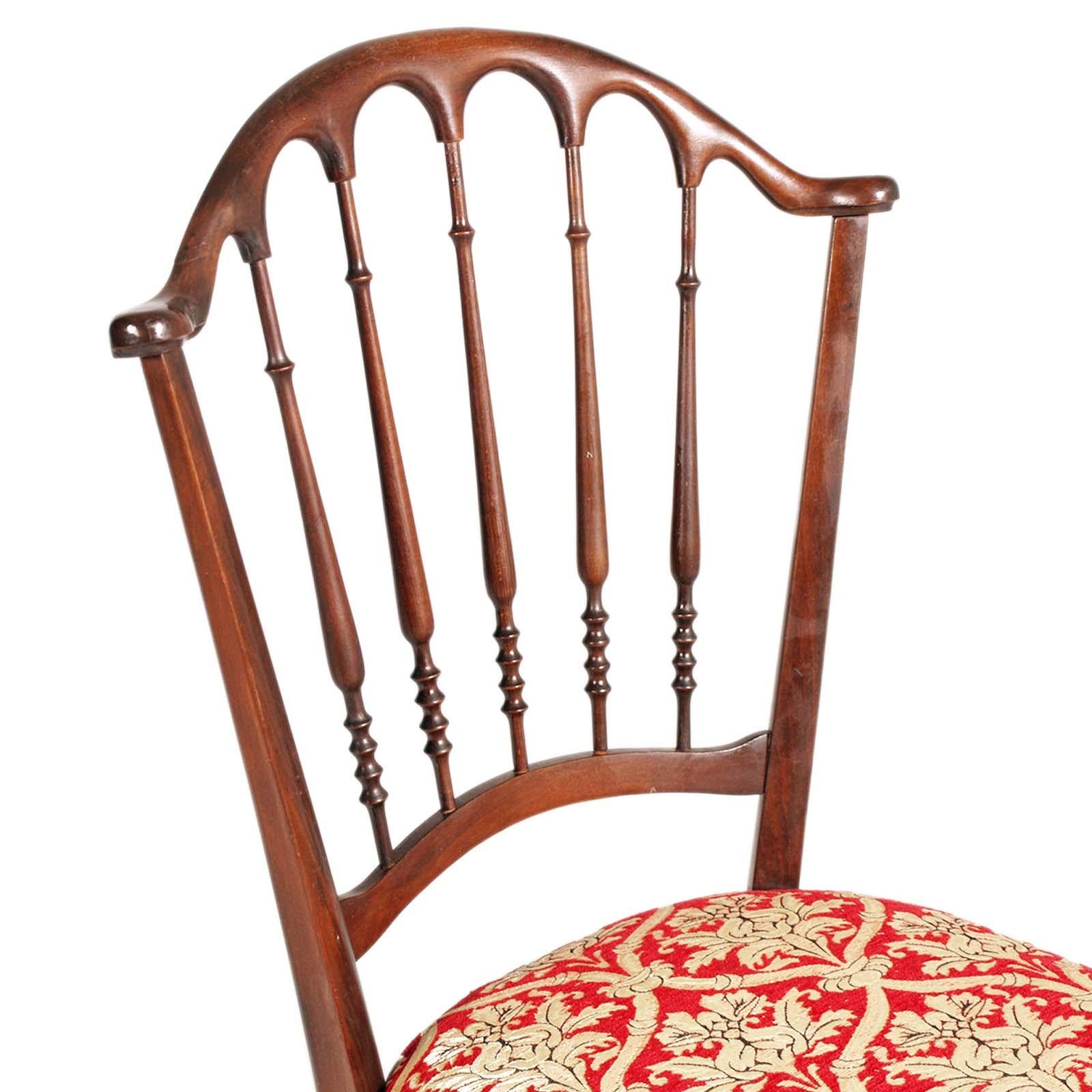 Chiavari-Stuhl von Paolo Buffa aus der Mitte des Jahrhunderts, Belle Epoque, neu gepolstert Fortuny (Walnuss) im Angebot
