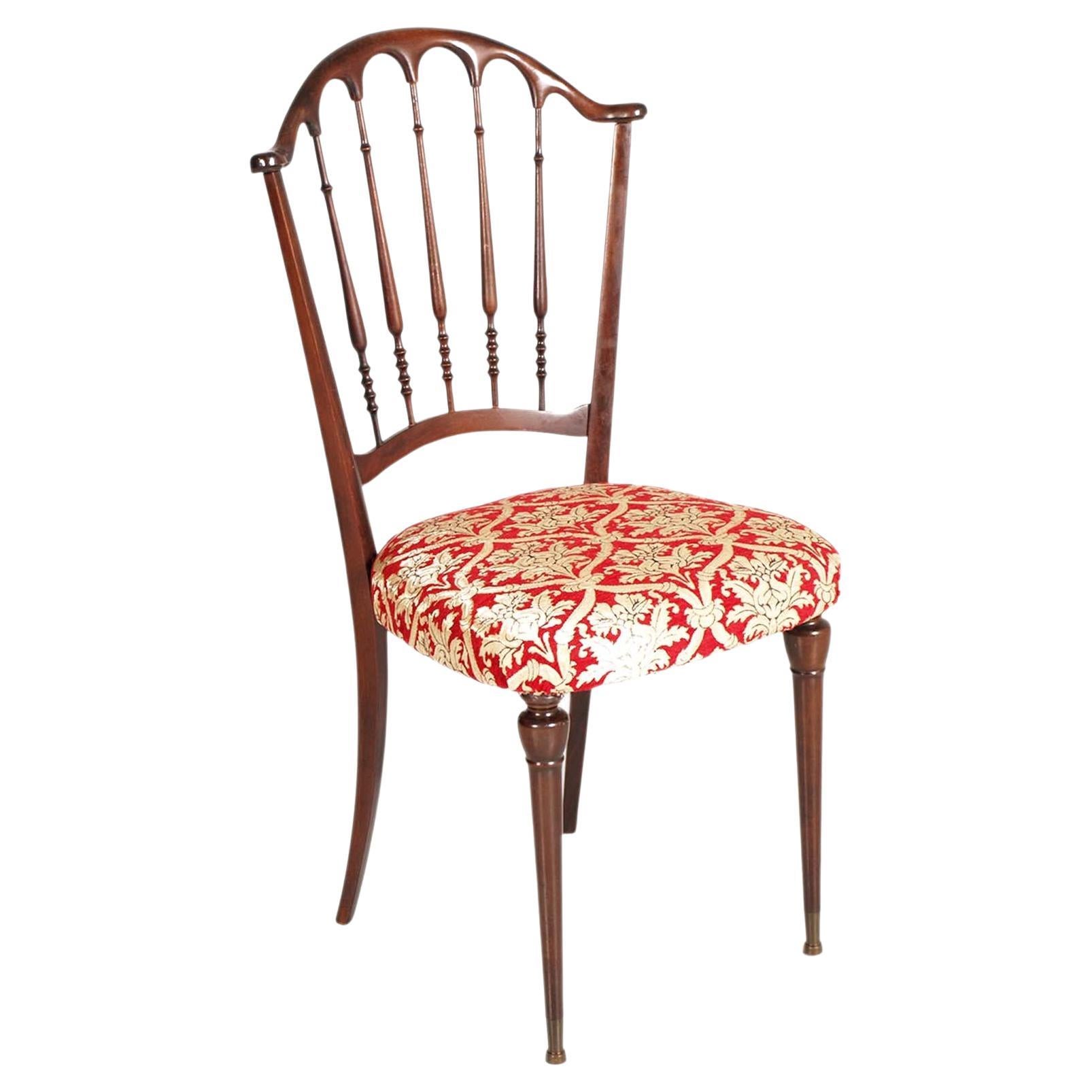 Mid Century Chiavari Chair by Paolo Buffa, Belle Epoque, Reupholstered Fortuny For Sale