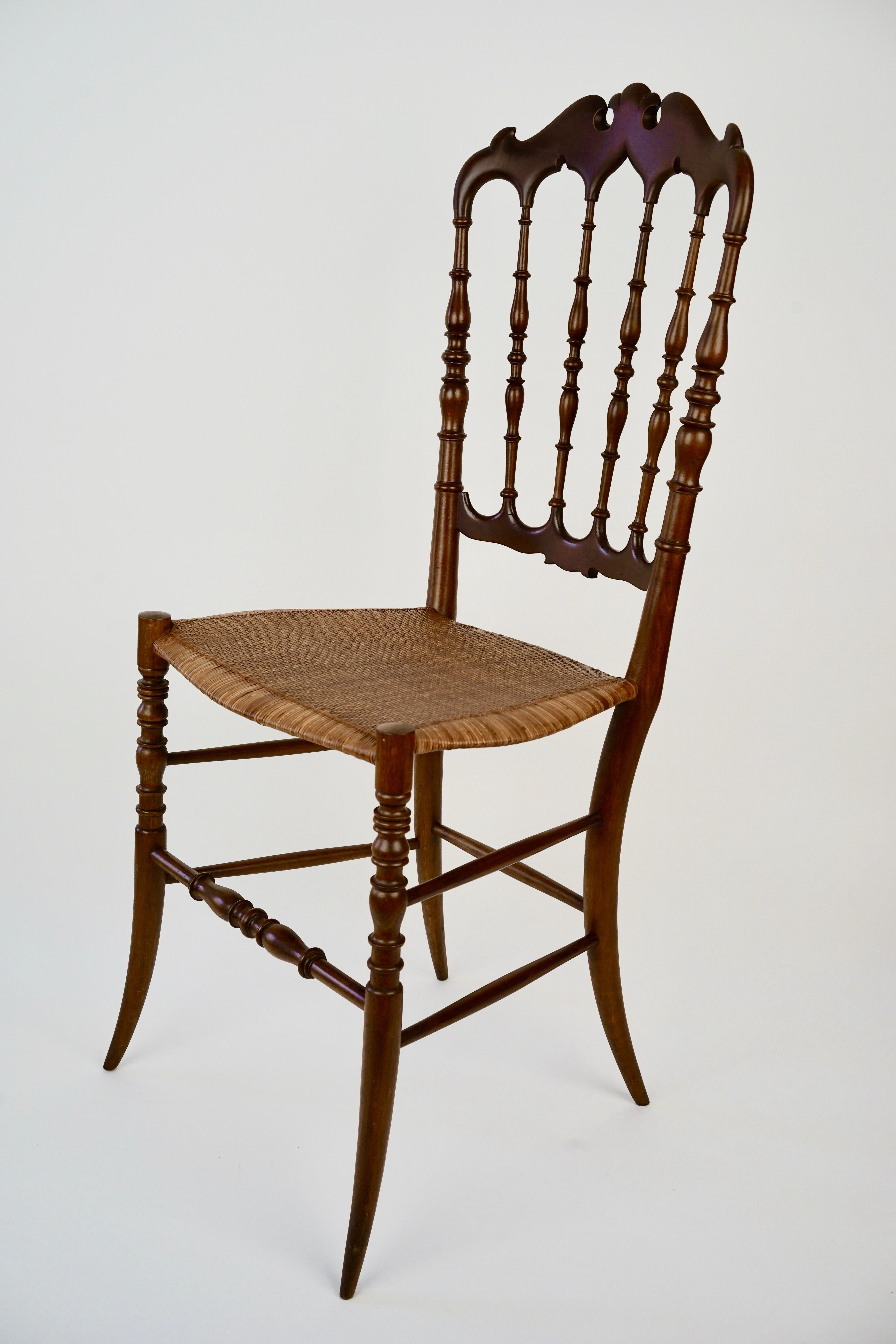 Mid-Century Modern Mid-Century Chiavari Chair, Model Parisienne, with Cane Seat For Sale