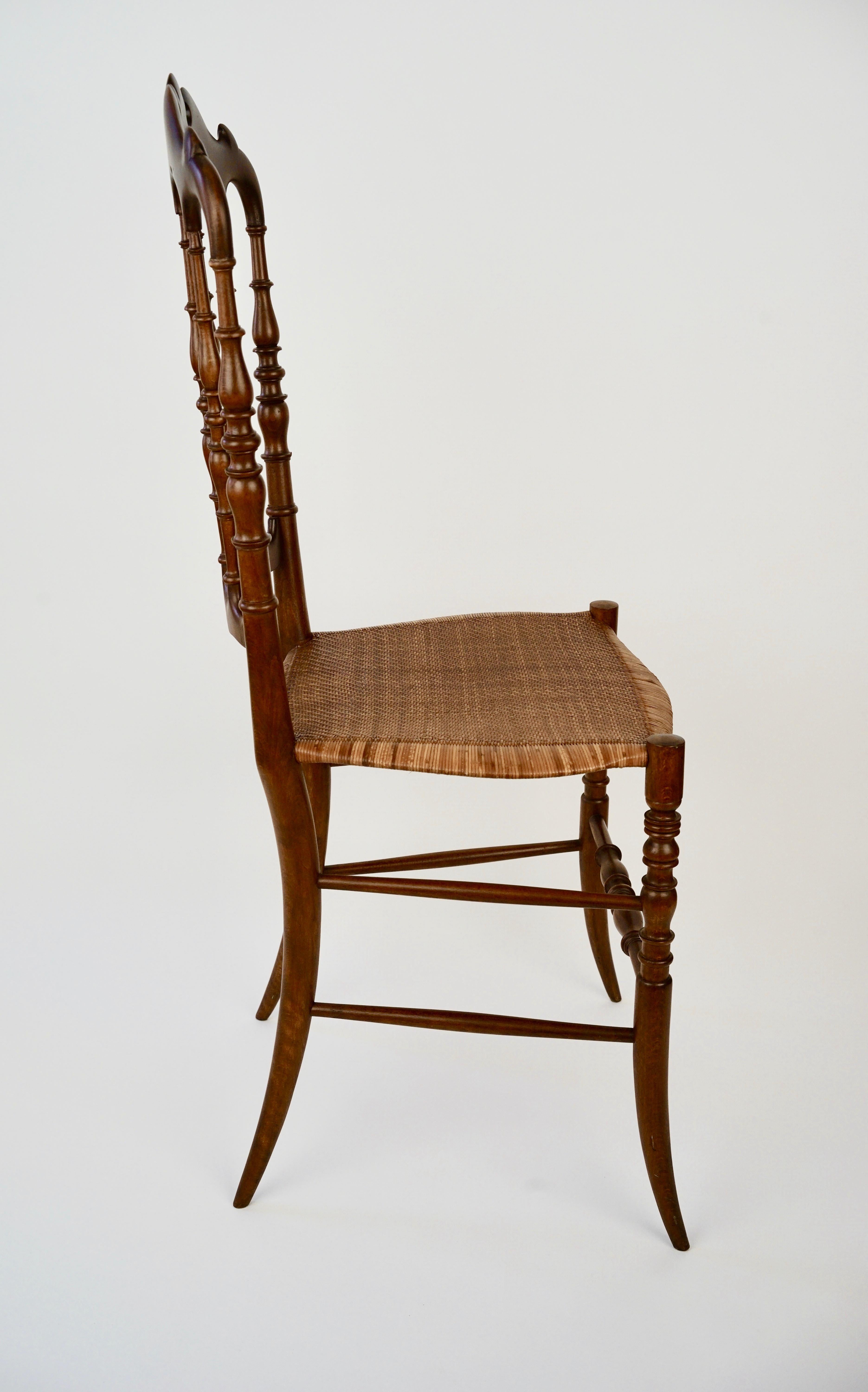 Italian Mid-Century Chiavari Chair, Model Parisienne, with Cane Seat For Sale