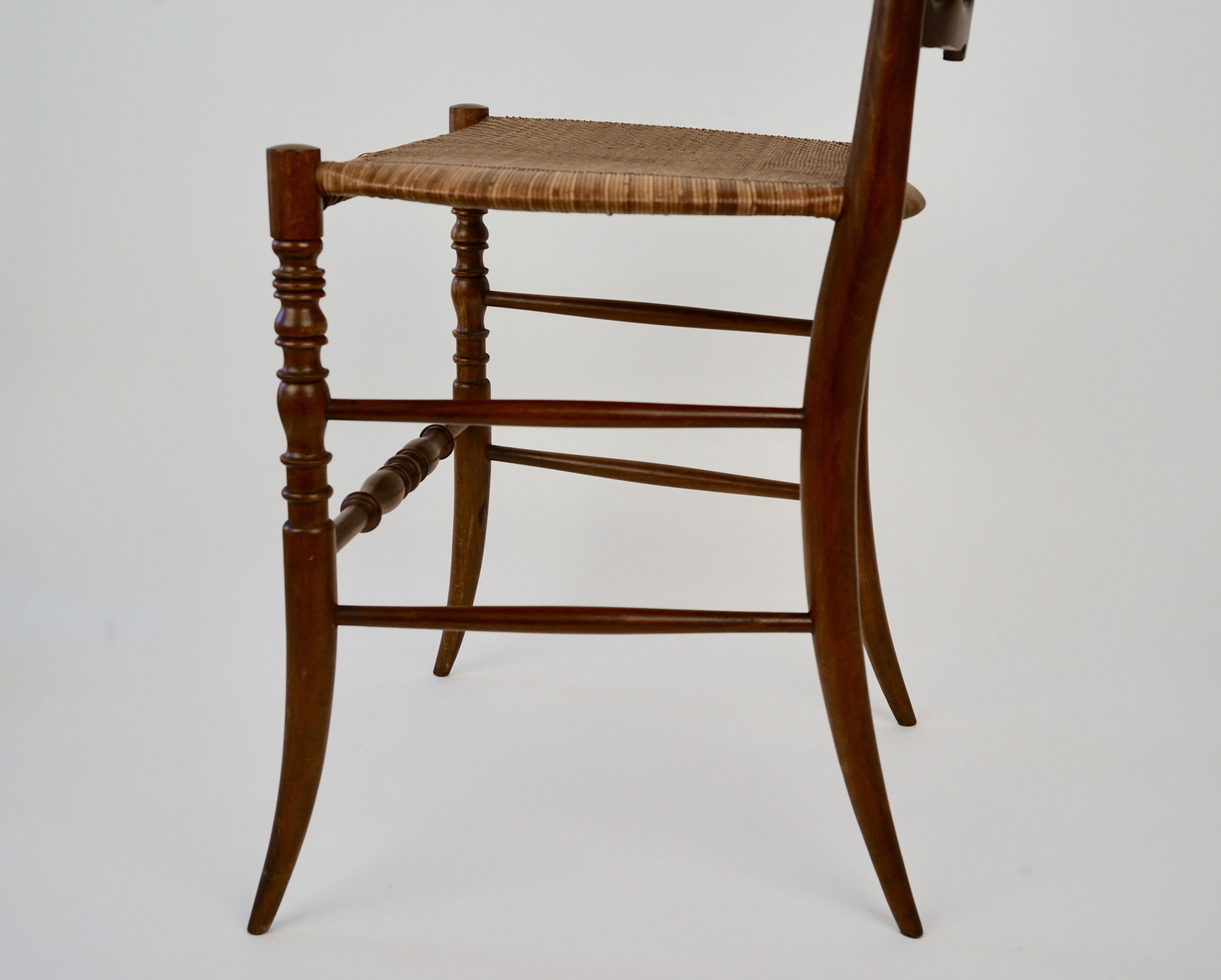 Carved Mid-Century Chiavari Chair, Model Parisienne, with Cane Seat For Sale