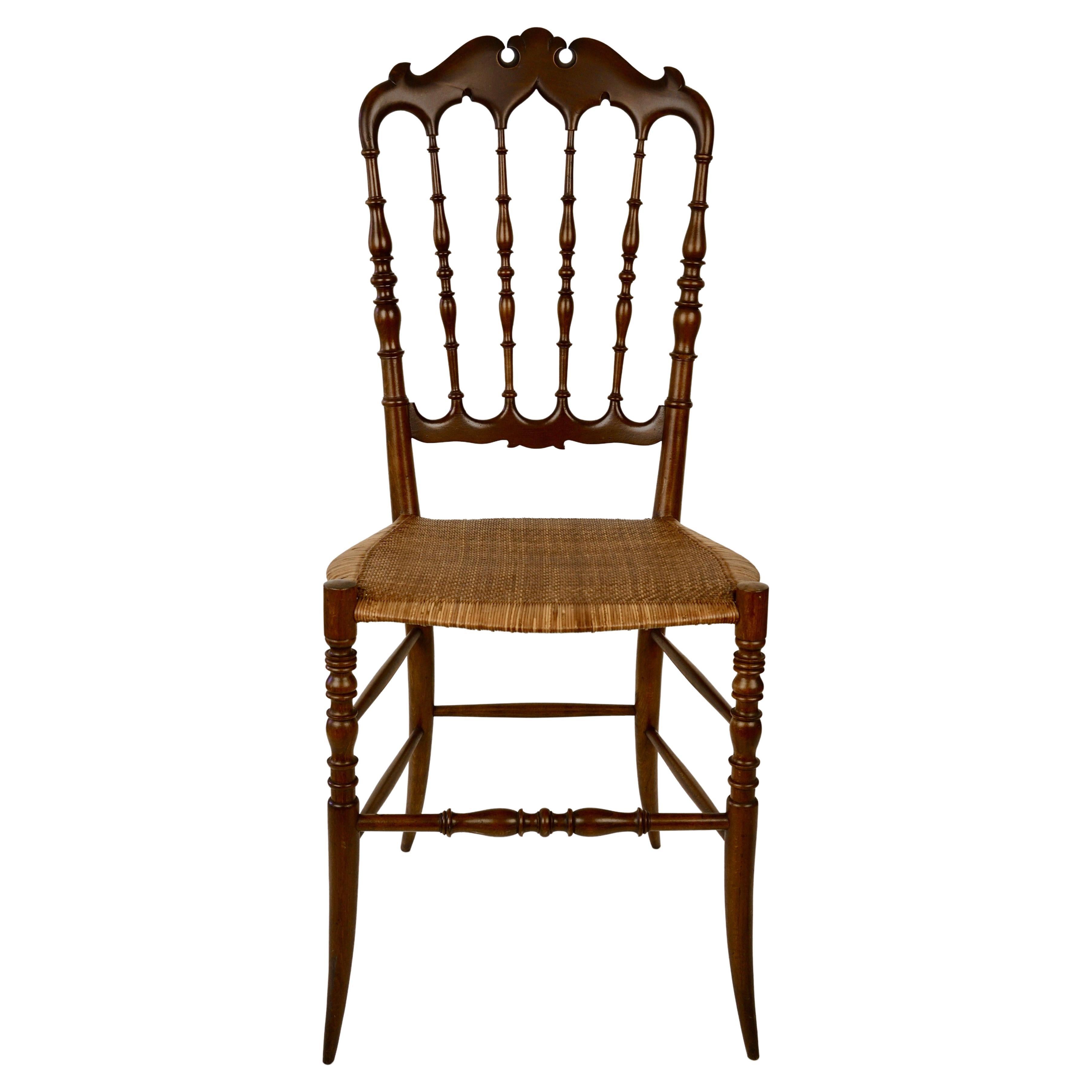 Mid-Century Chiavari Chair, Model Parisienne, with Cane Seat For Sale