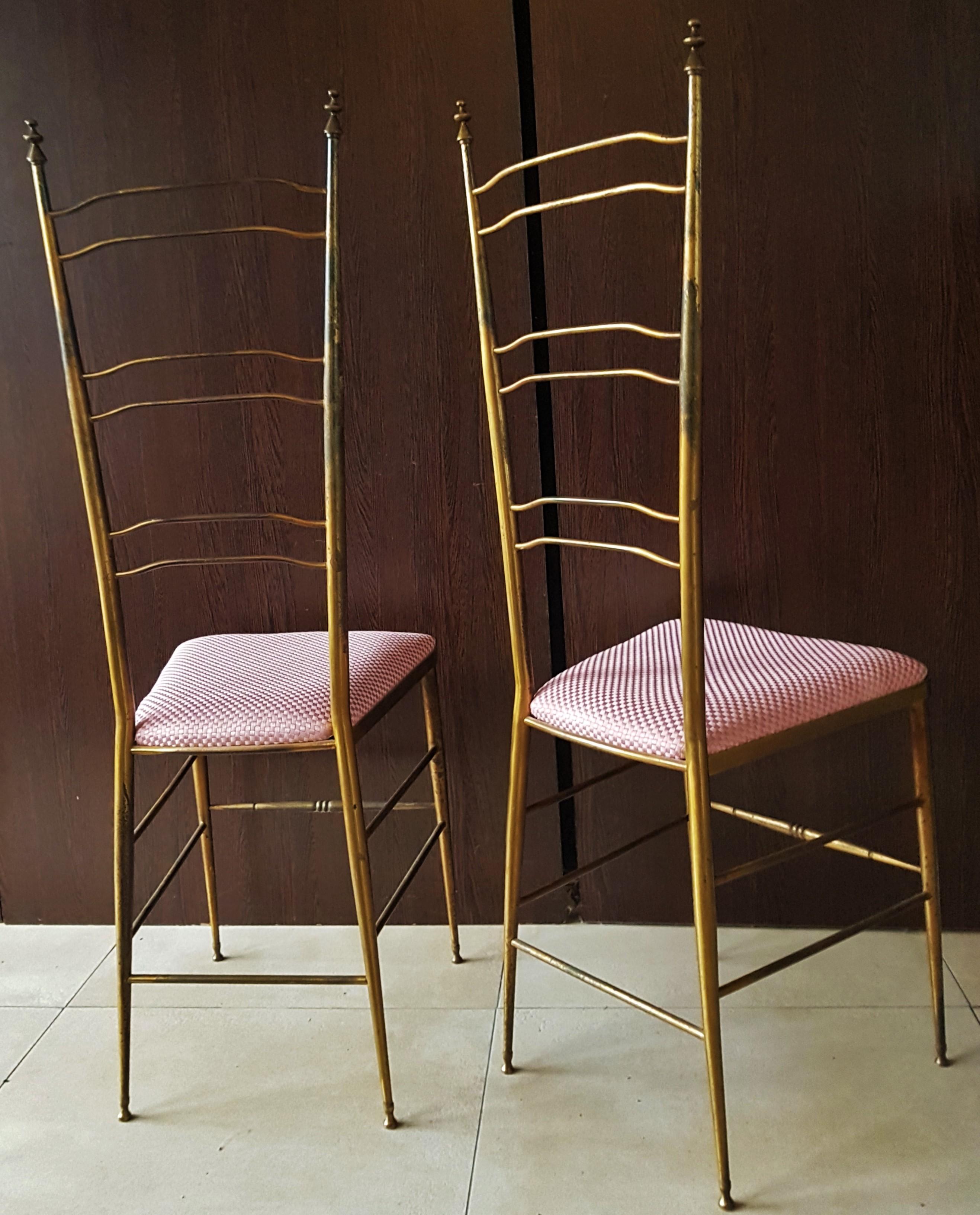 Midcentury Chiavari High Back Chairs, Italy, 1950s 6