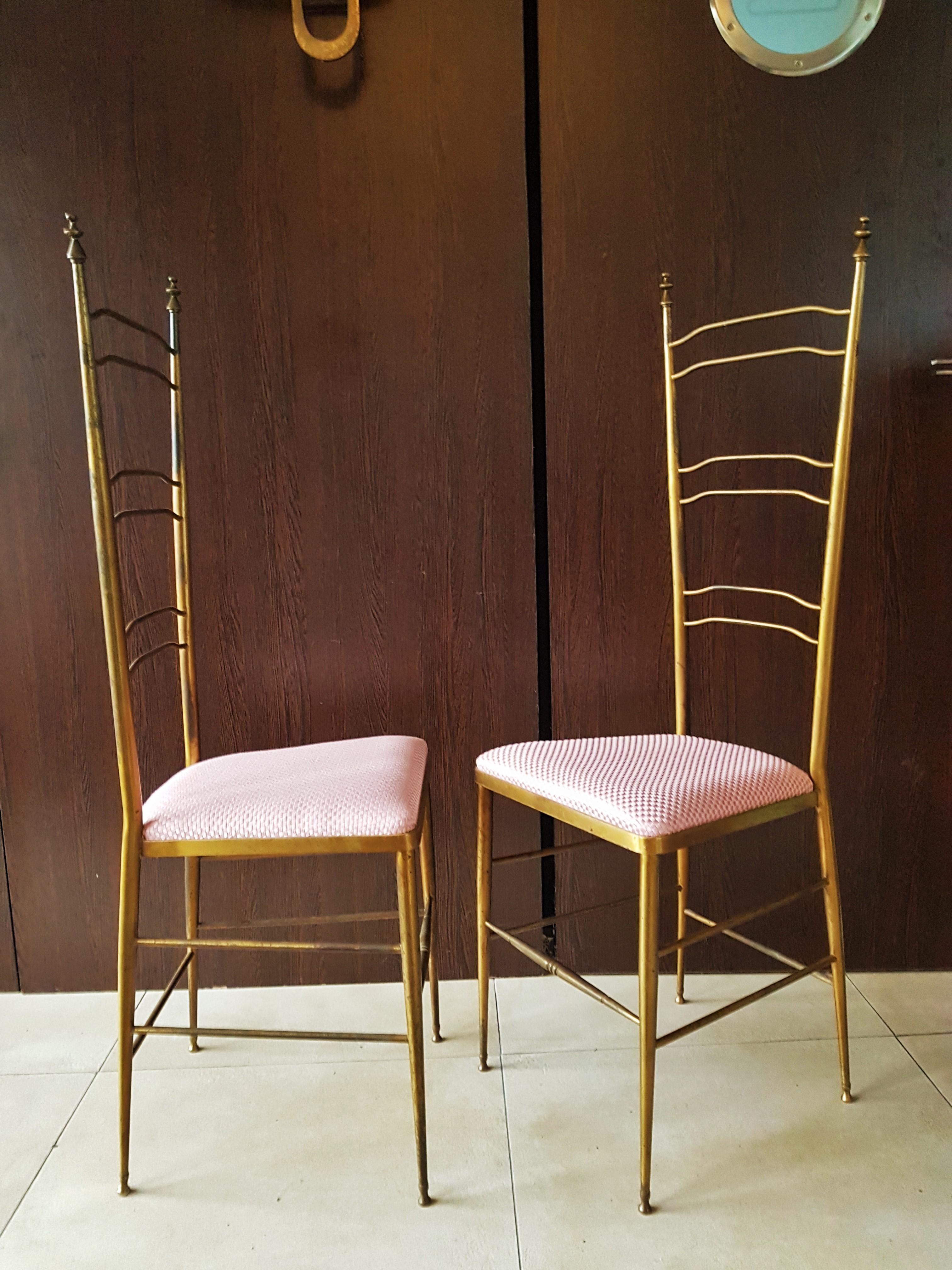 Midcentury Chiavari High Back Chairs, Italy, 1950s 7