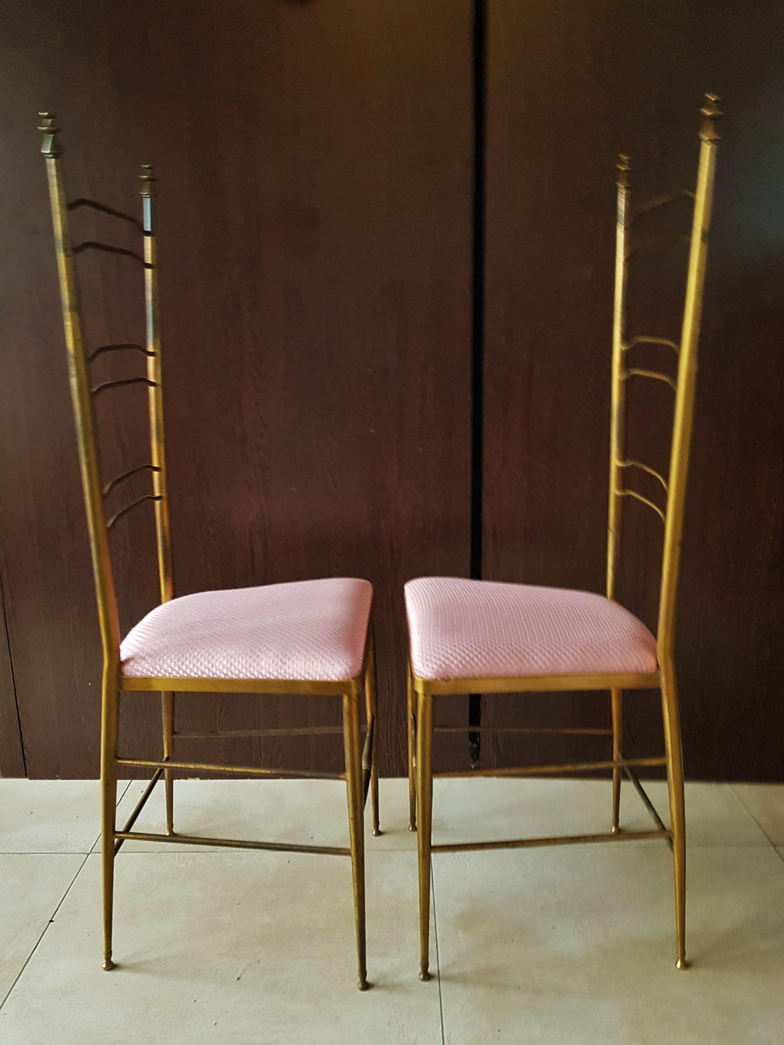 Midcentury Chiavari High Back Chairs, Italy, 1950s 8