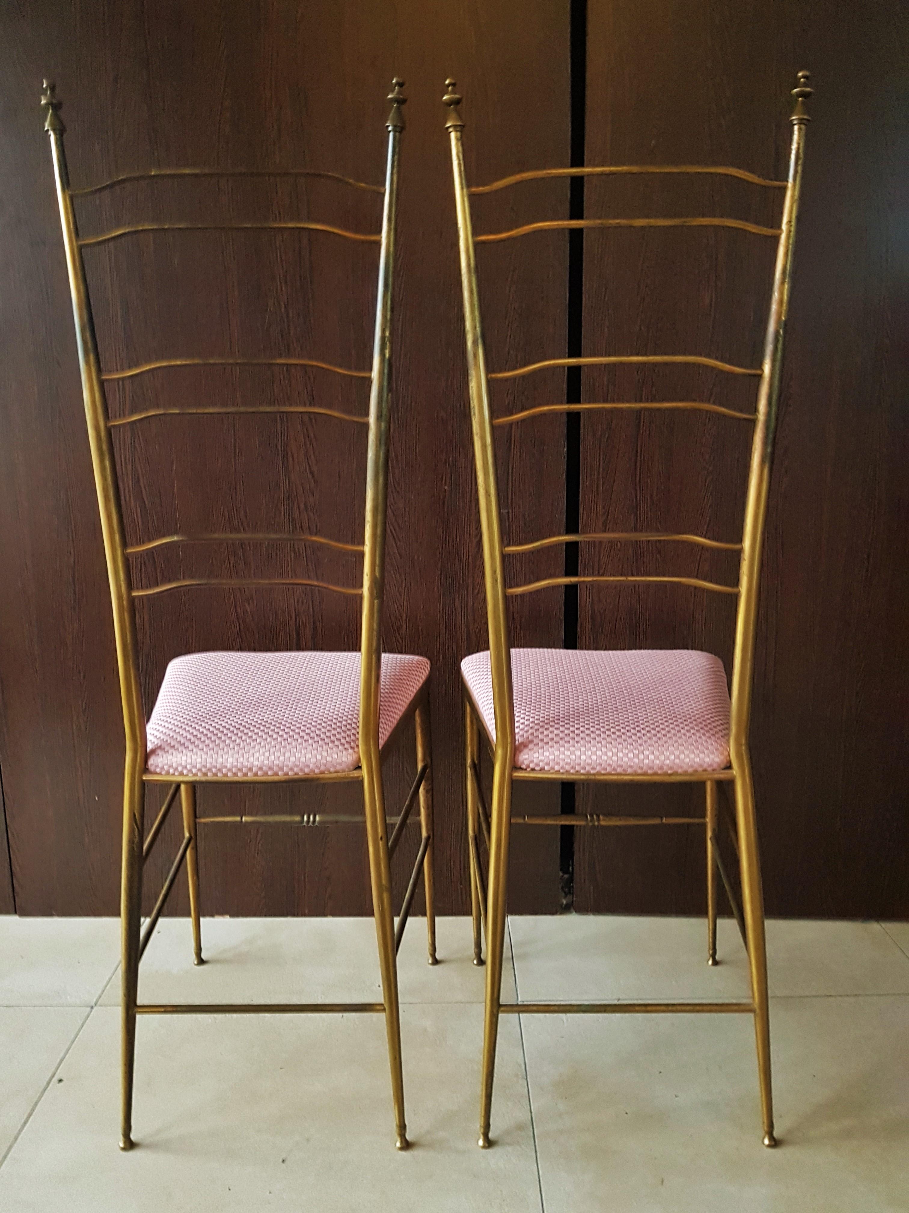 Midcentury Chiavari High Back Chairs, Italy, 1950s 10