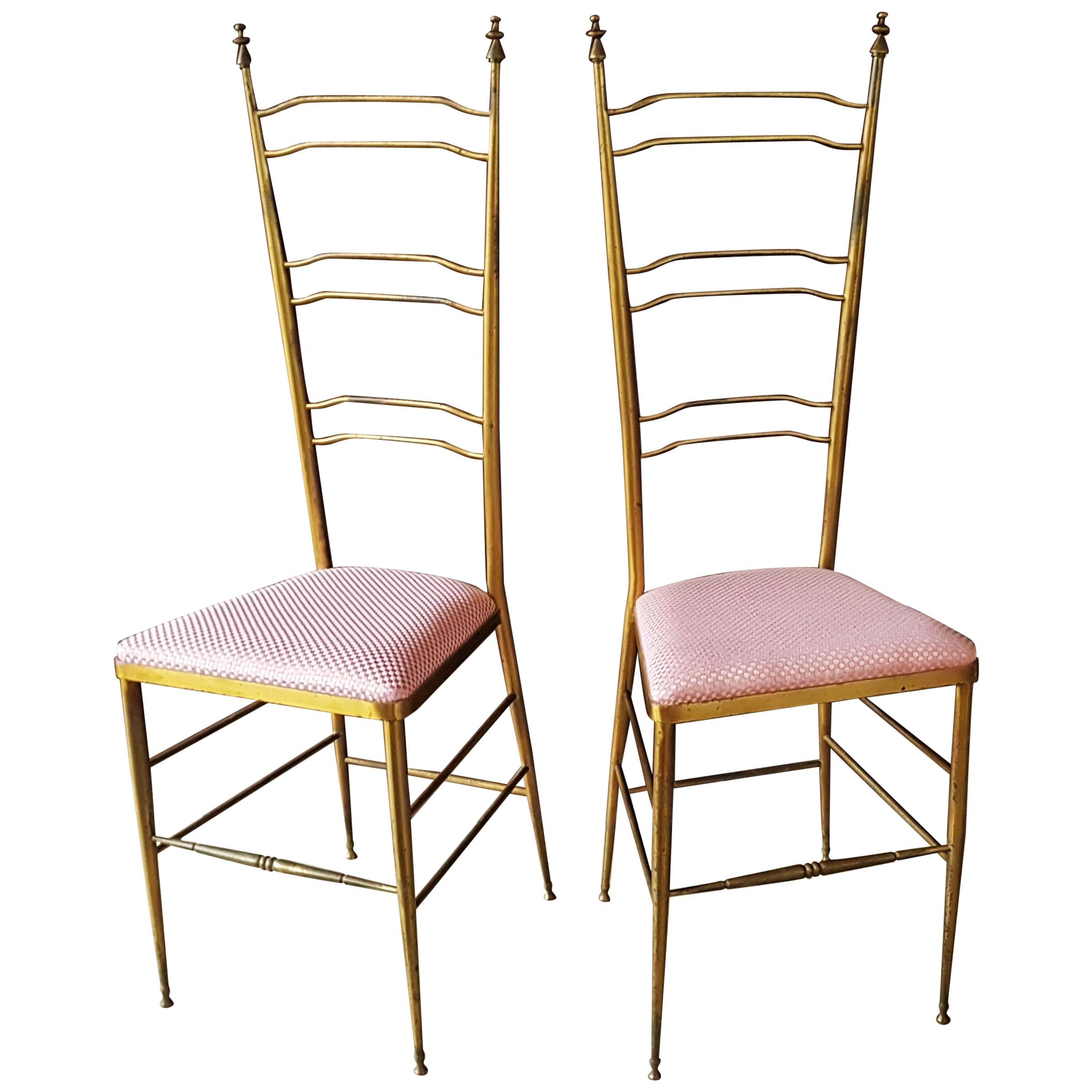 Midcentury Chiavari High Back Chairs, Italy, 1950s