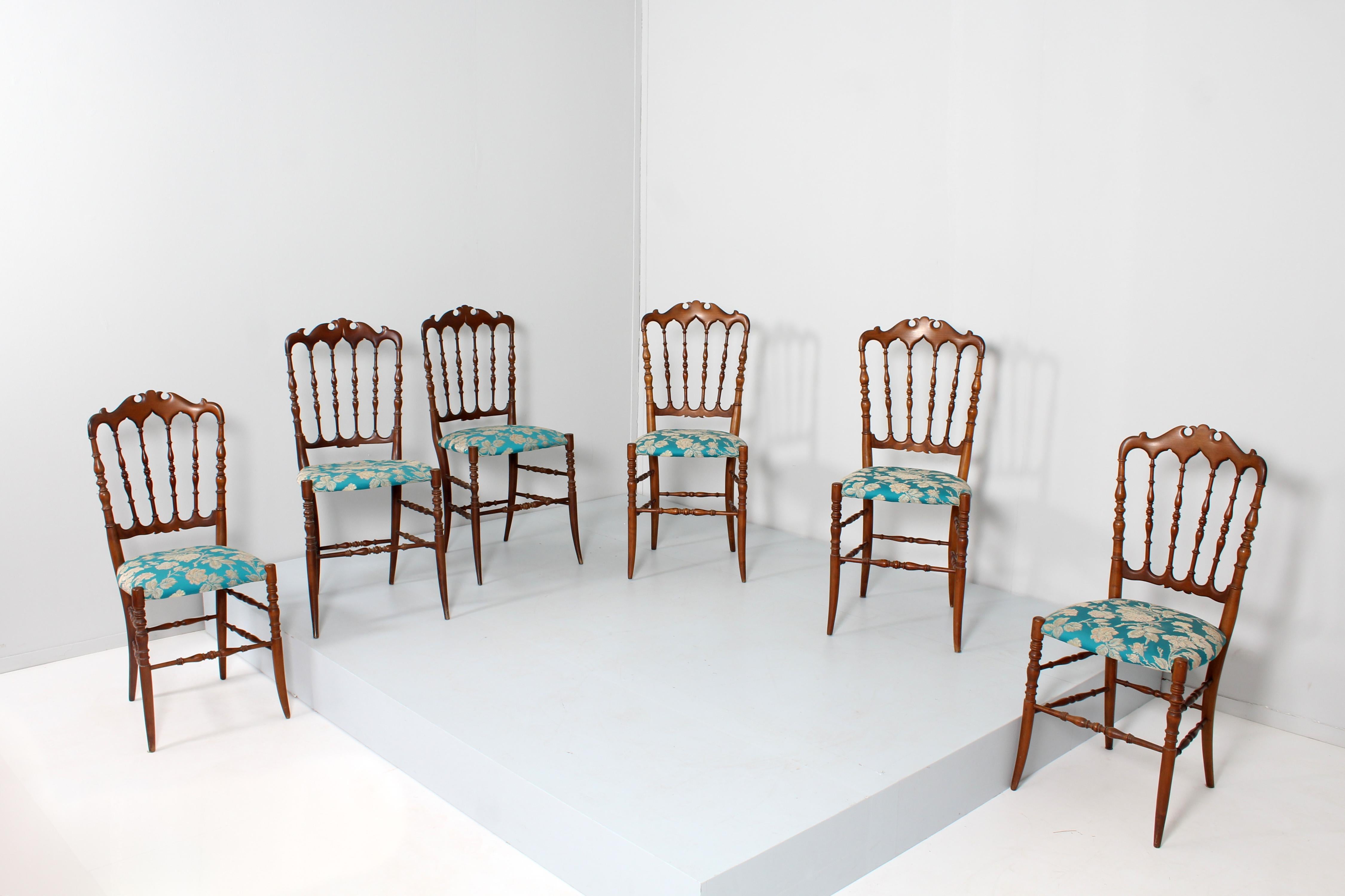 Mid-Century Chiavarina Wooden Chairs Set of 6, 1950s, Italy For Sale 2