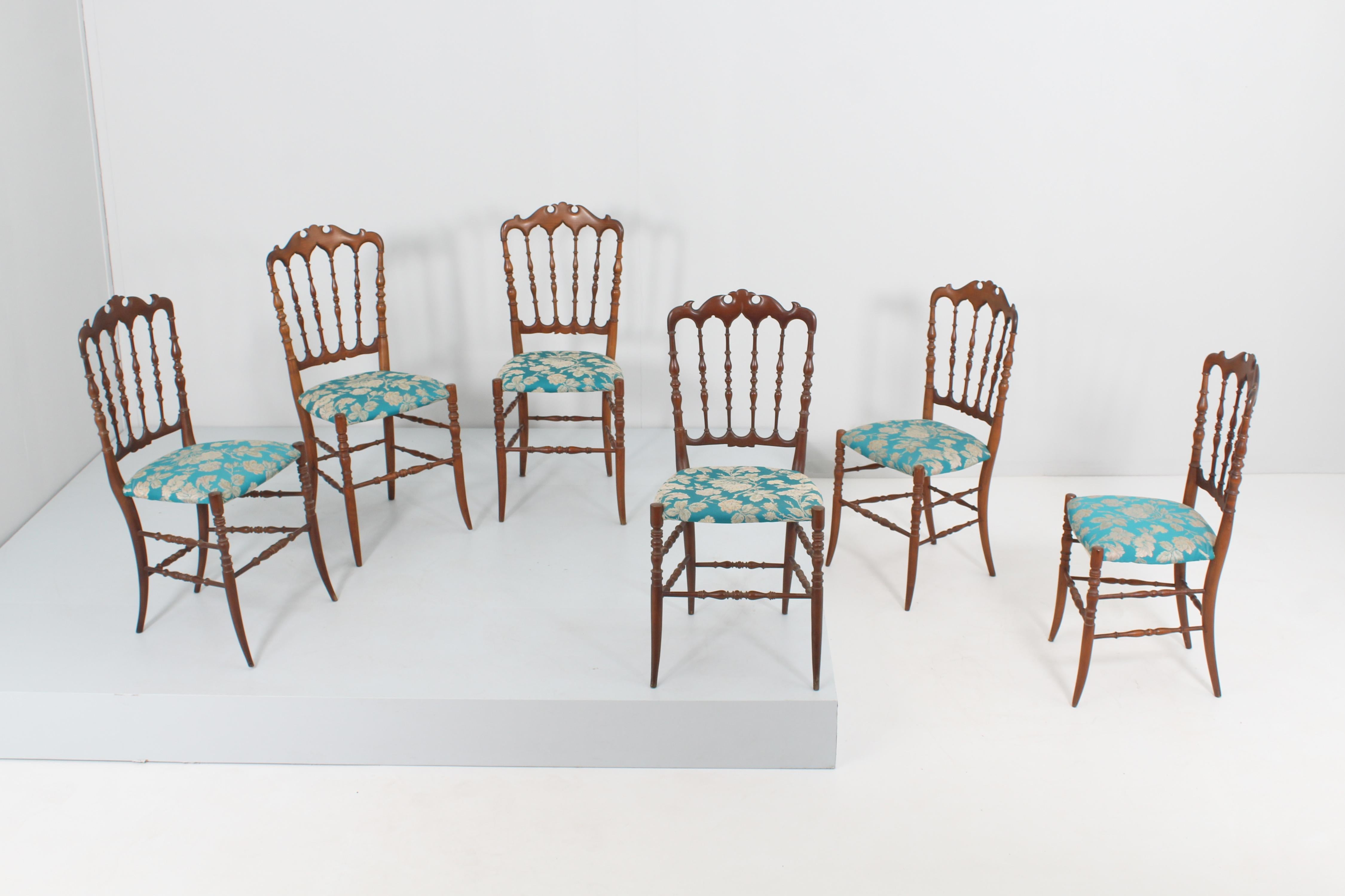 Set of 6 Chiavarine type chairs, 