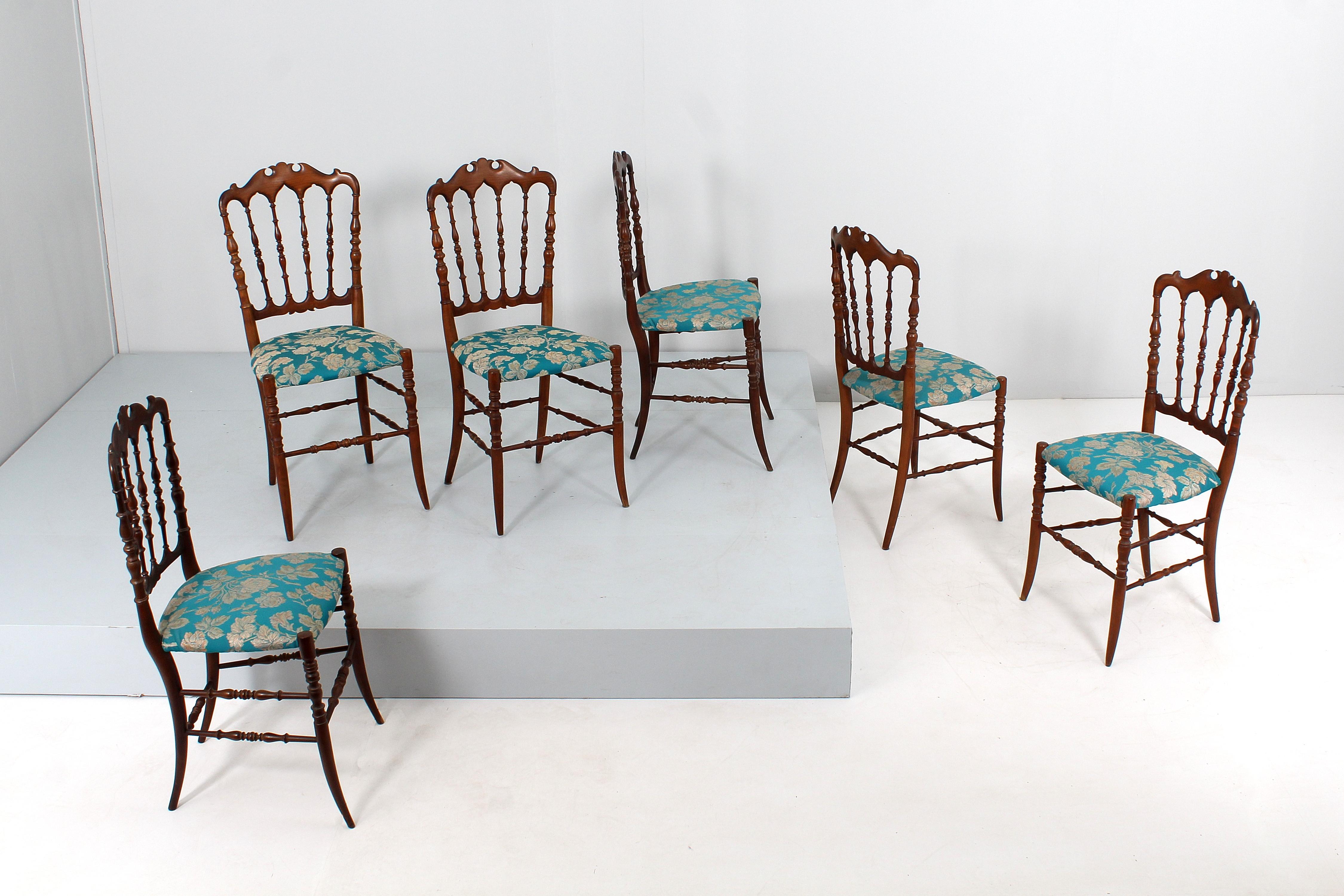 Set aus 6 Chiavarina-Holzstühlen aus der Mitte des Jahrhunderts, 1950er Jahre, Italien (Moderne der Mitte des Jahrhunderts) im Angebot