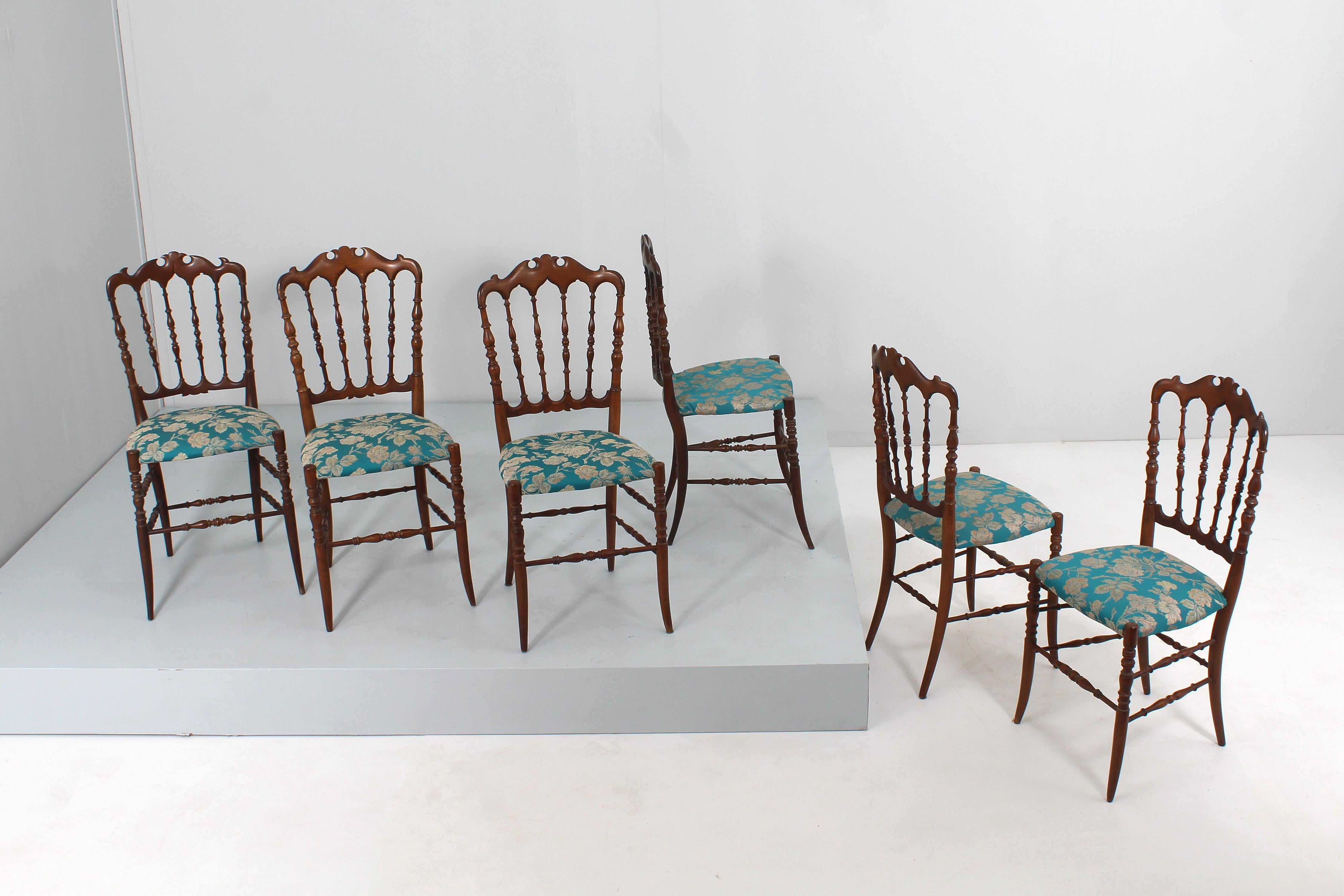 Mid-Century Modern Mid-Century Chiavarina Wooden Chairs Set of 6, 1950s, Italy For Sale