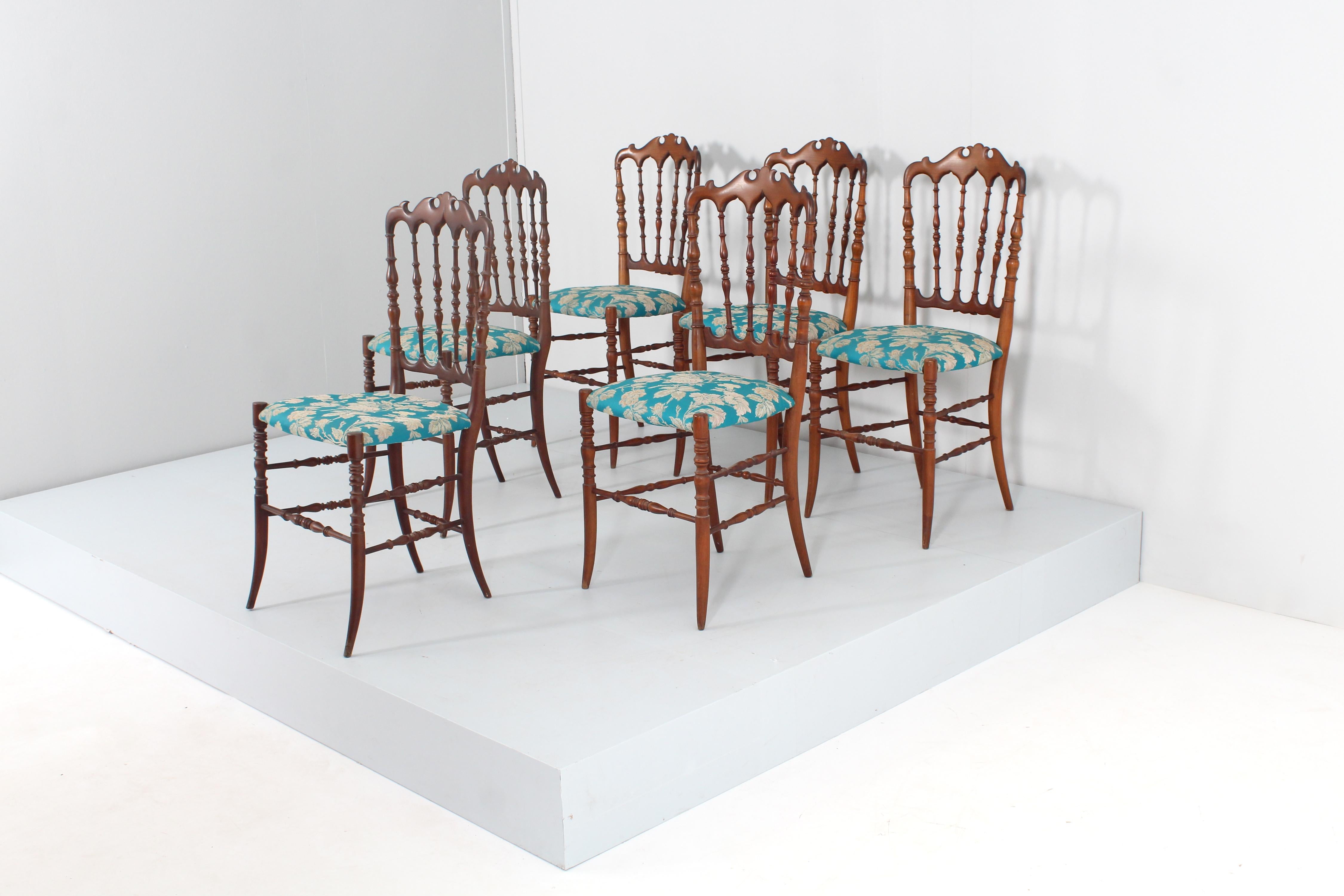 Mid-Century Chiavarina Wooden Chairs Set of 6, 1950s, Italy For Sale 1