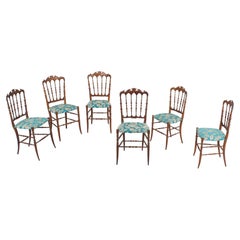 Used Mid-Century Chiavarina Wooden Chairs Set of 6, 1950s, Italy
