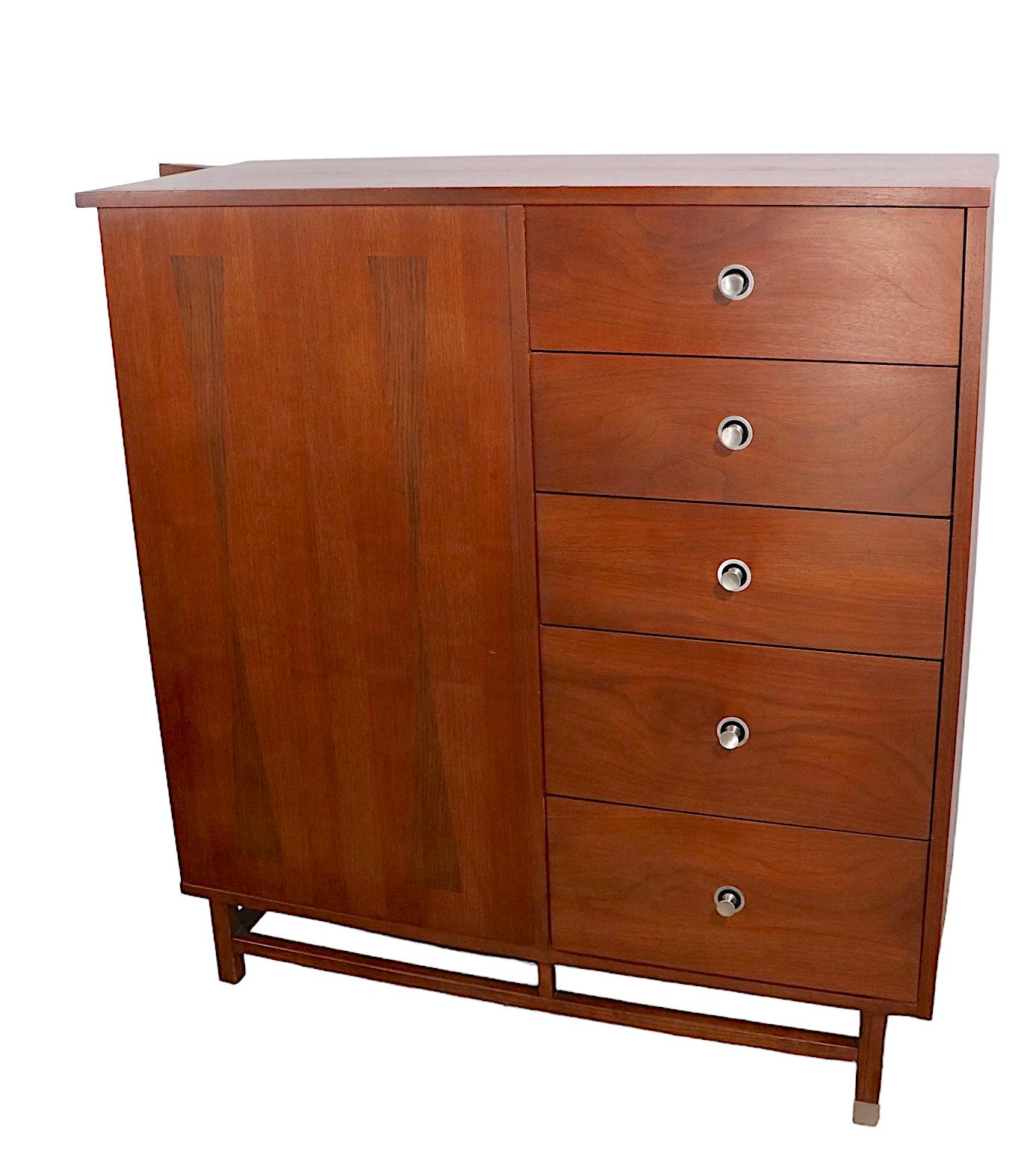 American Mid Century Chifferobe Wardrobe by Stanley For Sale