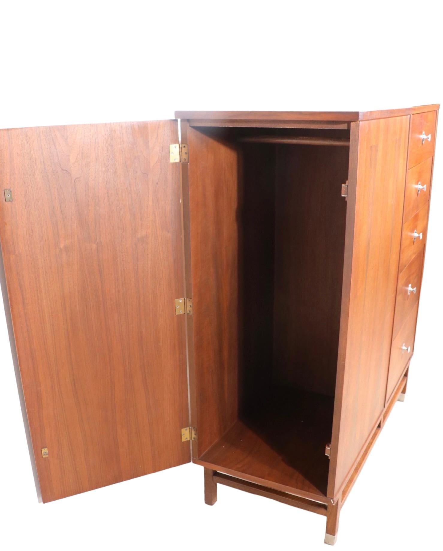 American Mid Century Chifferobe Wardrobe by Stanley For Sale
