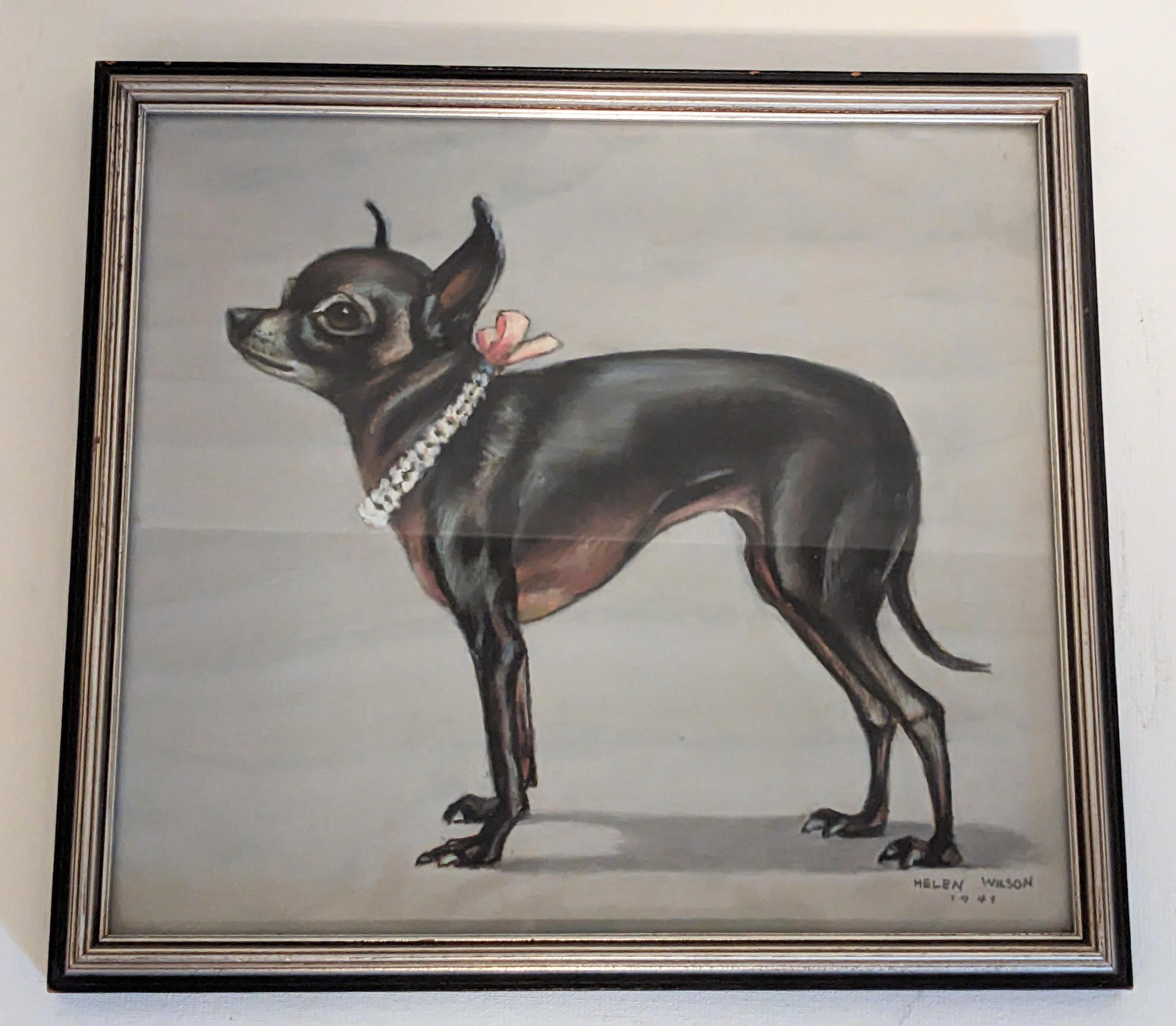 American Mid Century Chihuahua Painting 