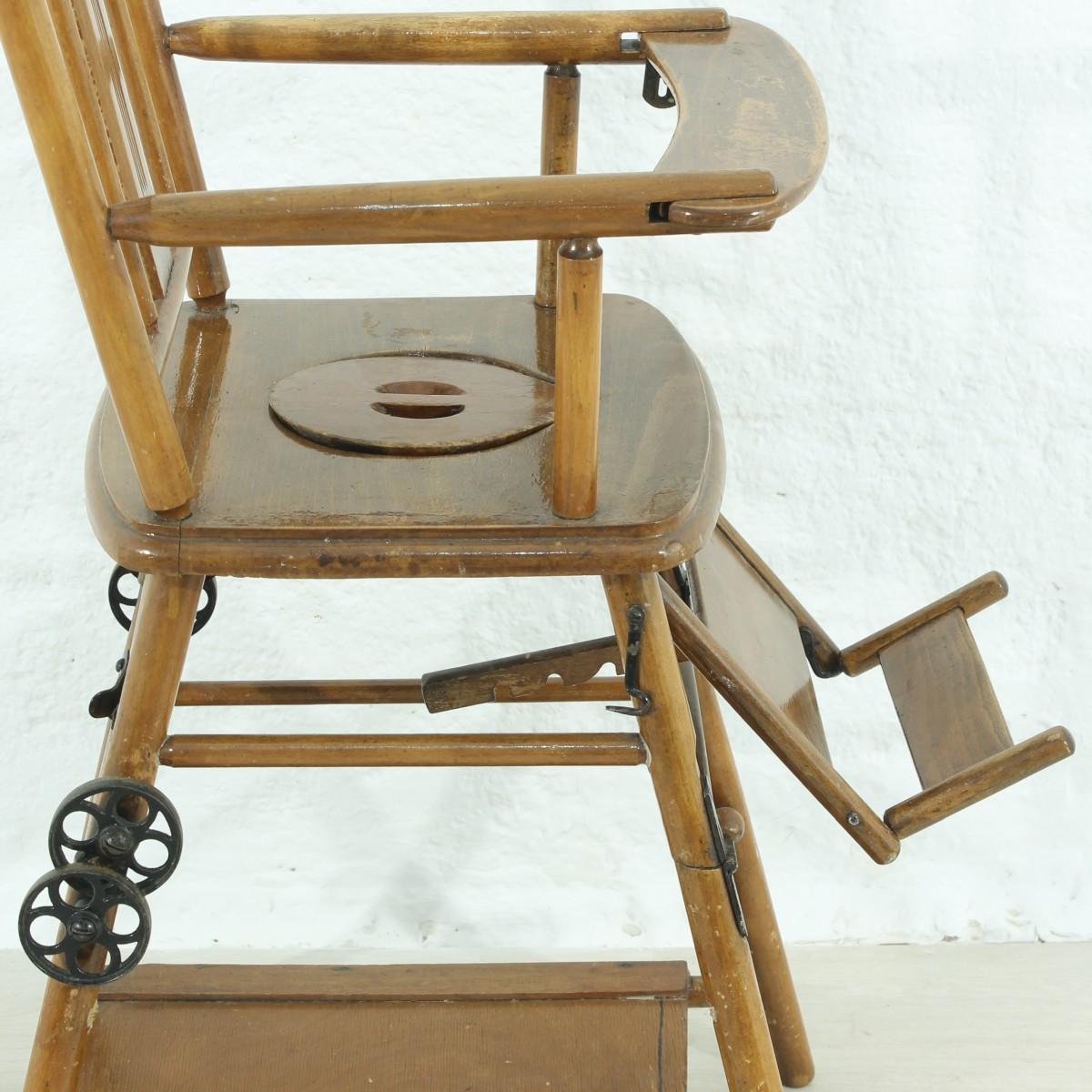 Mid-Century Modern Midcentury Child High Chair / Chair with Table, circa 1950  For Sale