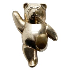 Vintage Mid Century Children's Brass Teddy Bear Towel or Clothing Hook