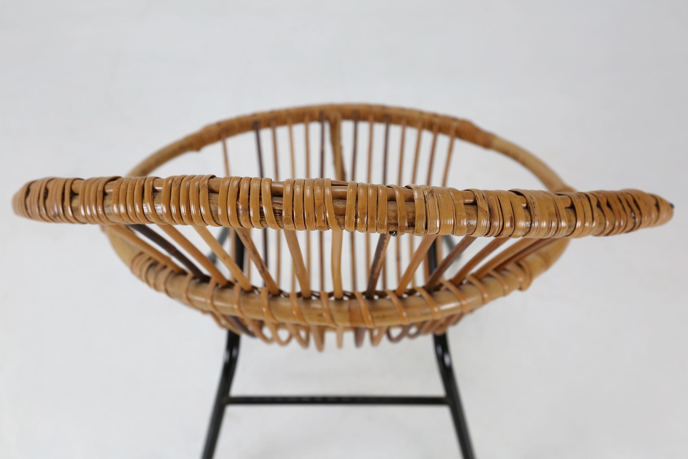 Mid-20th Century Mid-Century Children's Chair in Rattan For Sale
