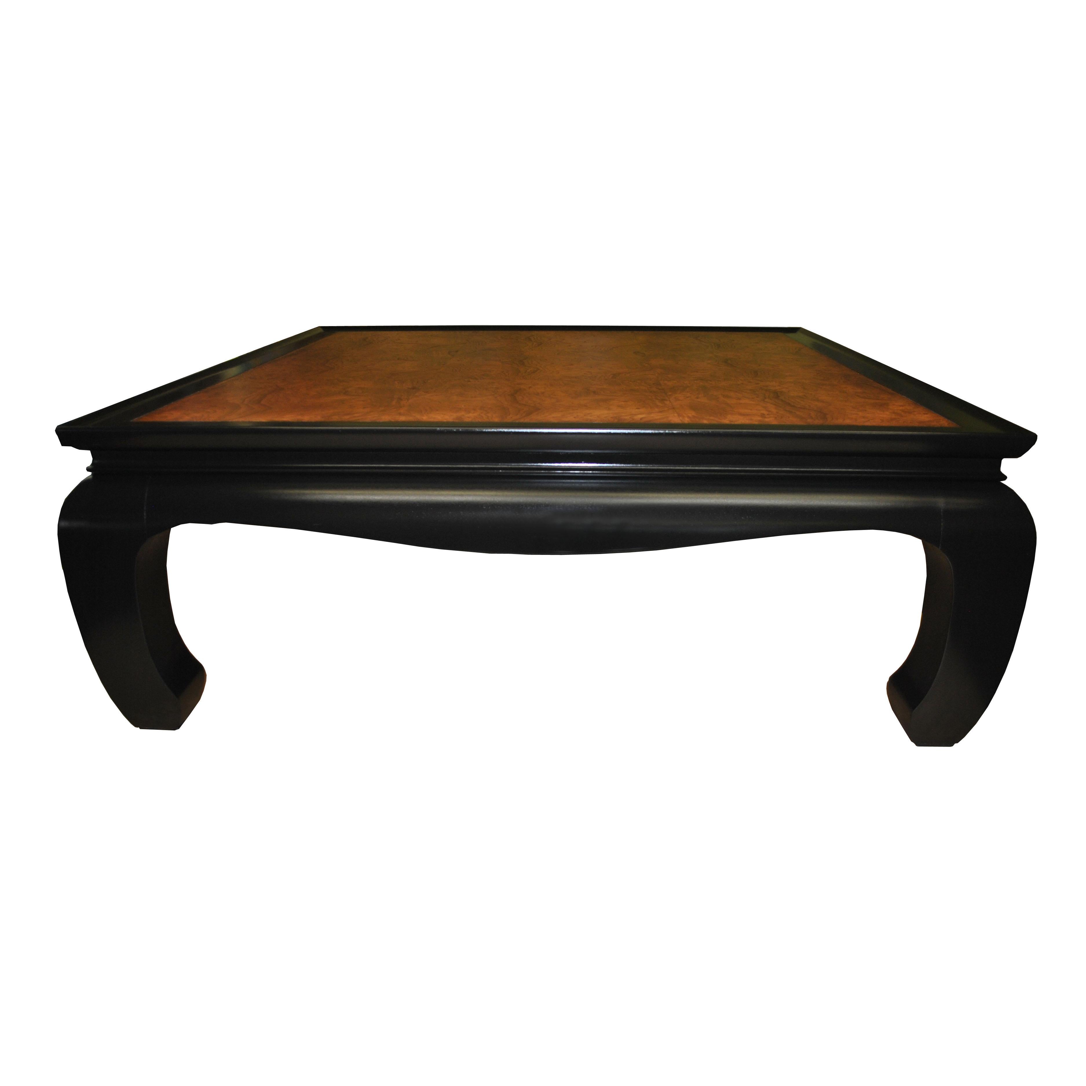 Century Furniture

Vintage midcentury Chin Hua burl coffee table 

A chinoiserie coffee table from the Chin Hua collection by Century Furniture. The table features a stunning burl wood grain and an ebonized base. Restored.
 