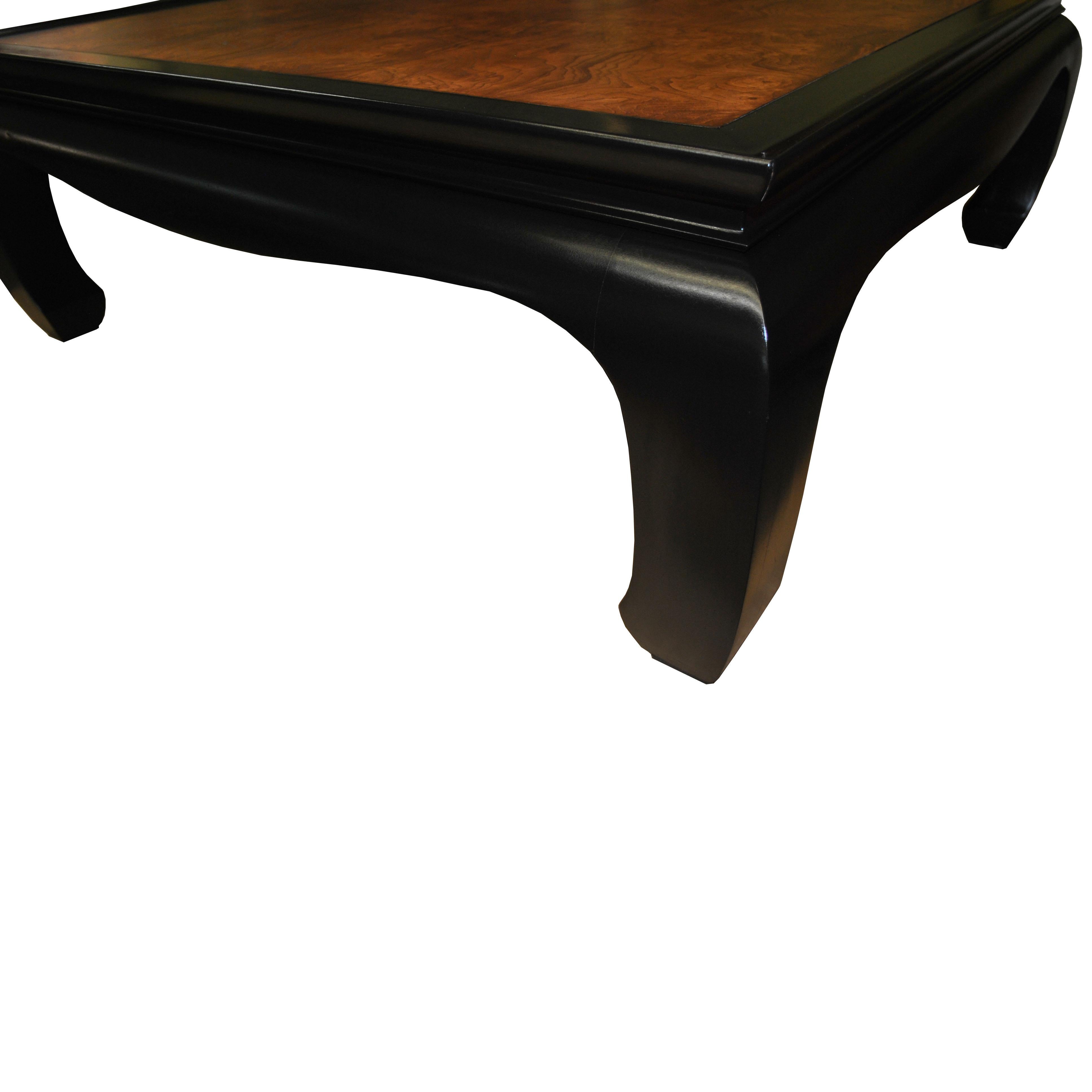 Chinoiserie Midcentury Chin Hua Burl Coffee Table by Century Furniture Co.