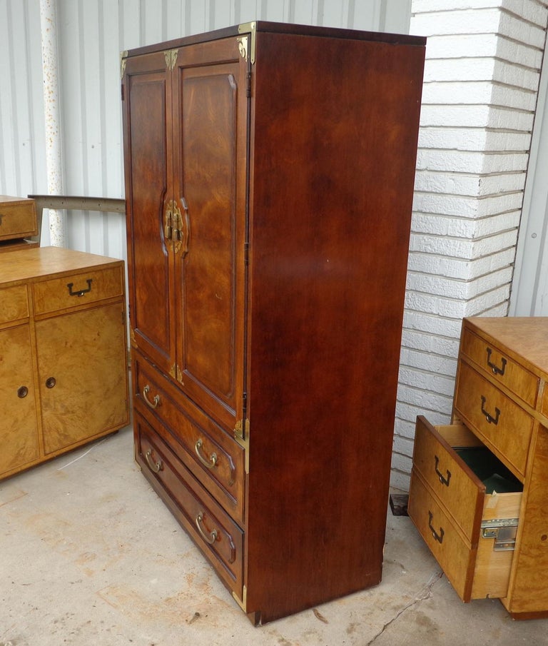 Midcentury Chin Hua Campaign Armoire by Bernhardt For Sale at 1stDibs bernhardt armoire for sale