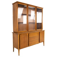 Vintage Mid Century China Cabinet and Hutch with Glass Doors