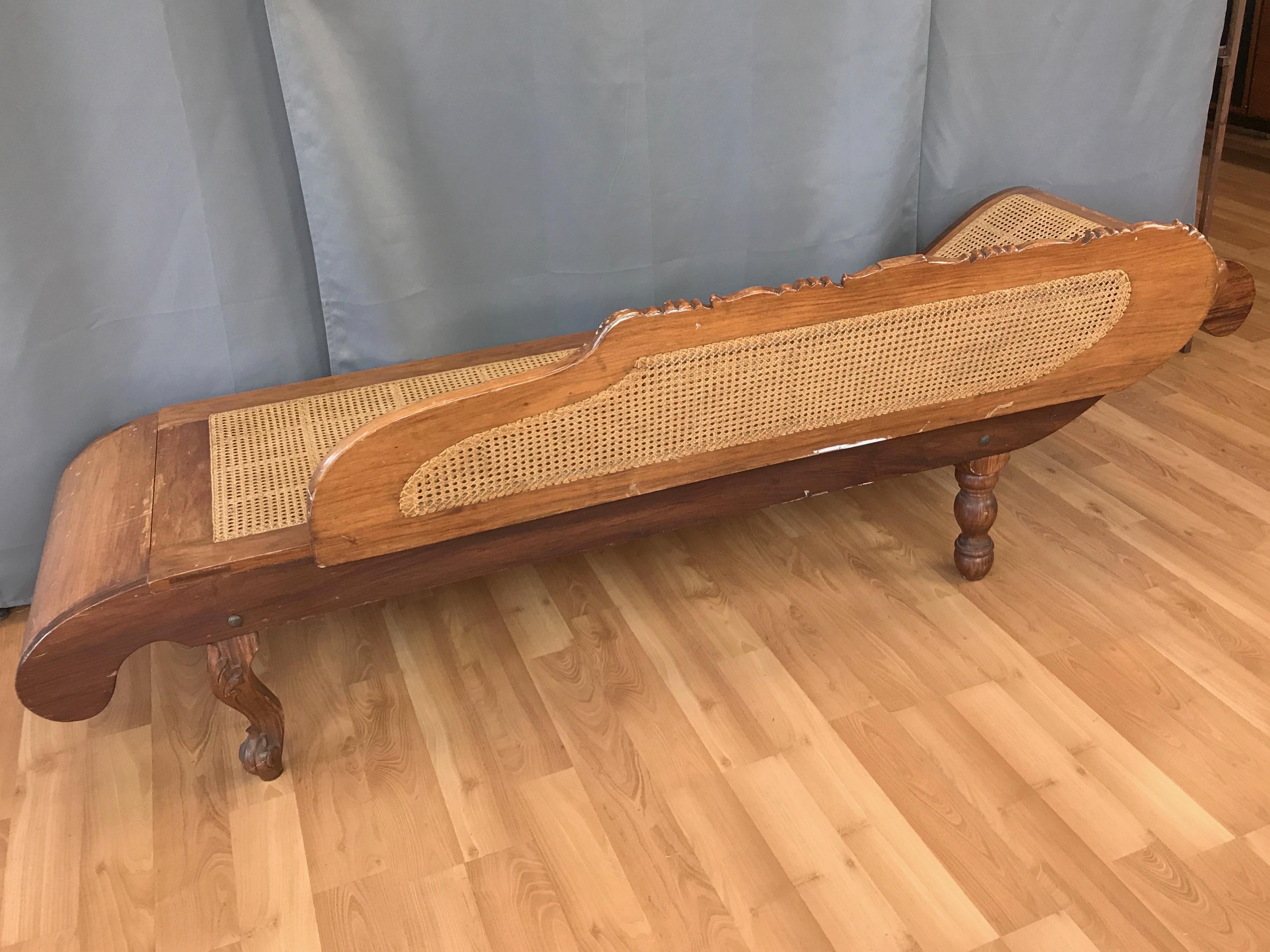 Mid-Century Chinese Annatto Wood and Rattan Daybed or Chaise Lounge 3