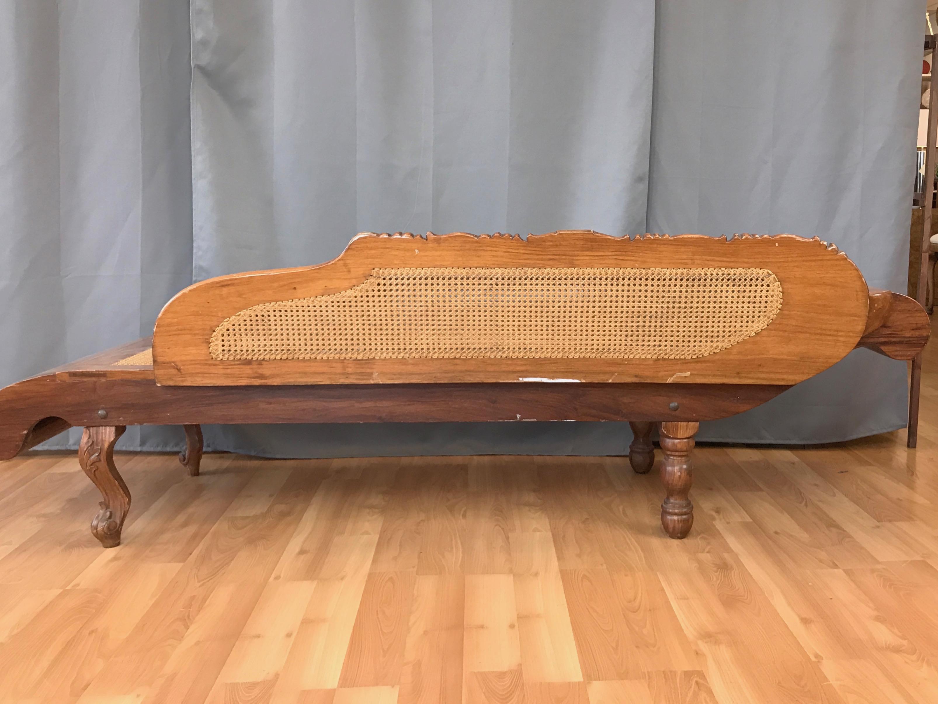 Mid-Century Chinese Annatto Wood and Rattan Daybed or Chaise Lounge 5