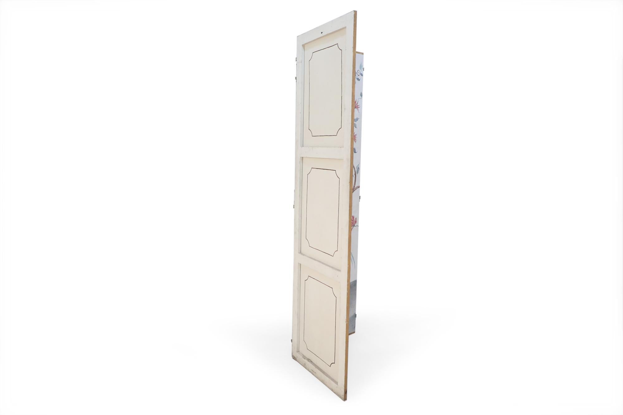 Paravent chinois à quatre panneaux beige et arbre à fleurs du milieu du siècle dernier en vente 1