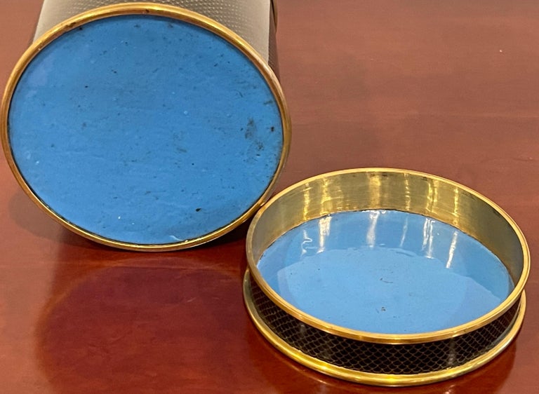 MidCentury Chinese Black and Gold Cloisonné 'Good Luck' Circular Table