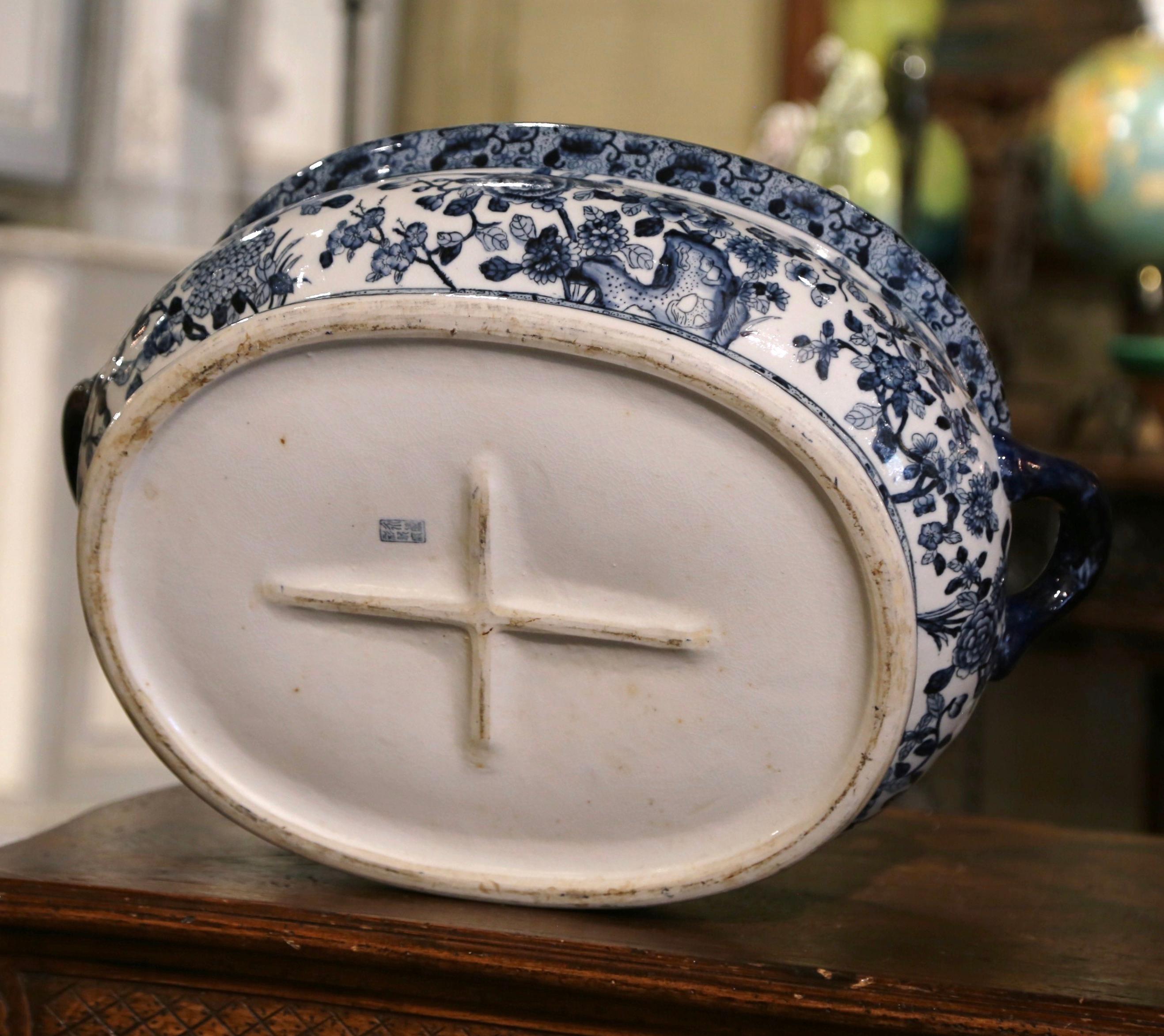 Mid-Century Chinese Blue and White Painted Porcelain Foot Bath Bowl 5