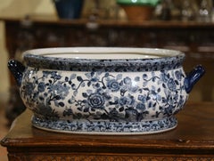 Mid-Century Chinese Blue and White Painted Porcelain Foot Bath Bowl