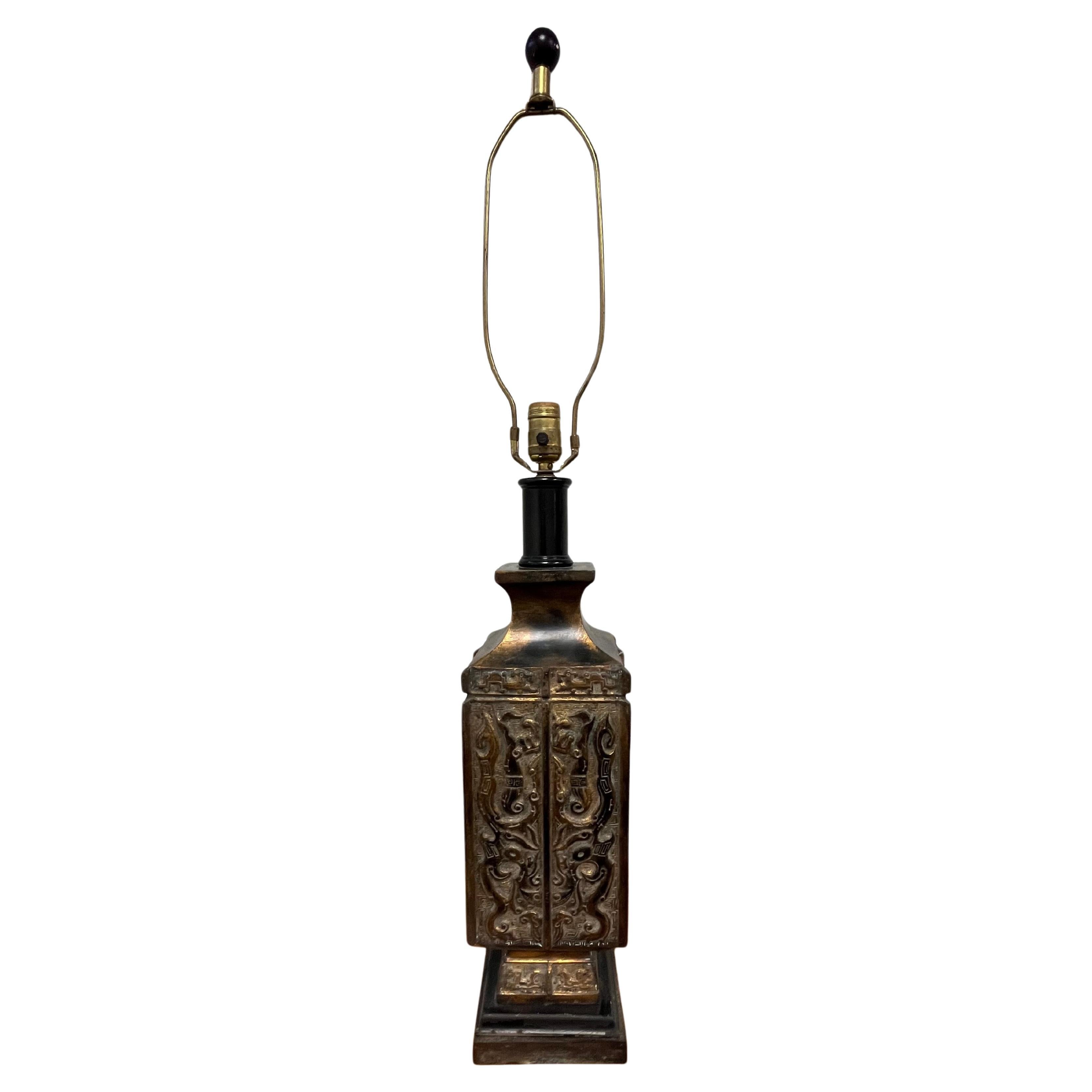 Mid Century Chinoiserie Bronze Lampe James Mont Stil