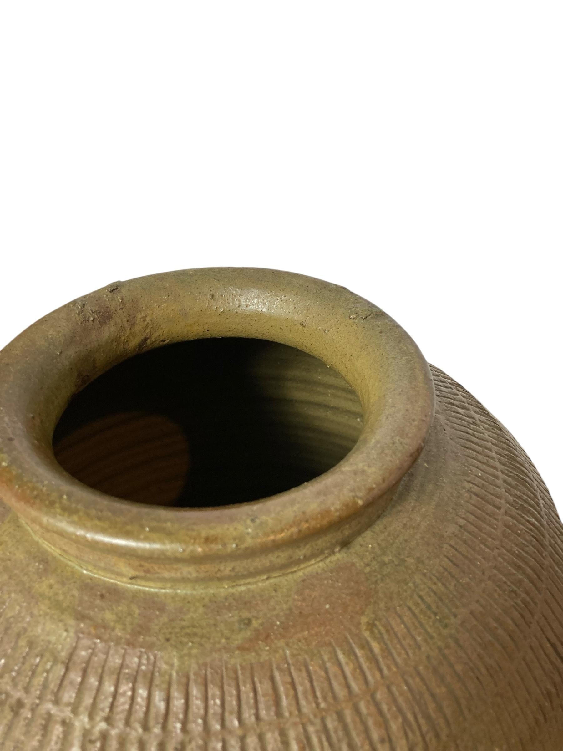 Glazed Mid Century Chinese Ceramic Pickling Jar Jade Green For Sale