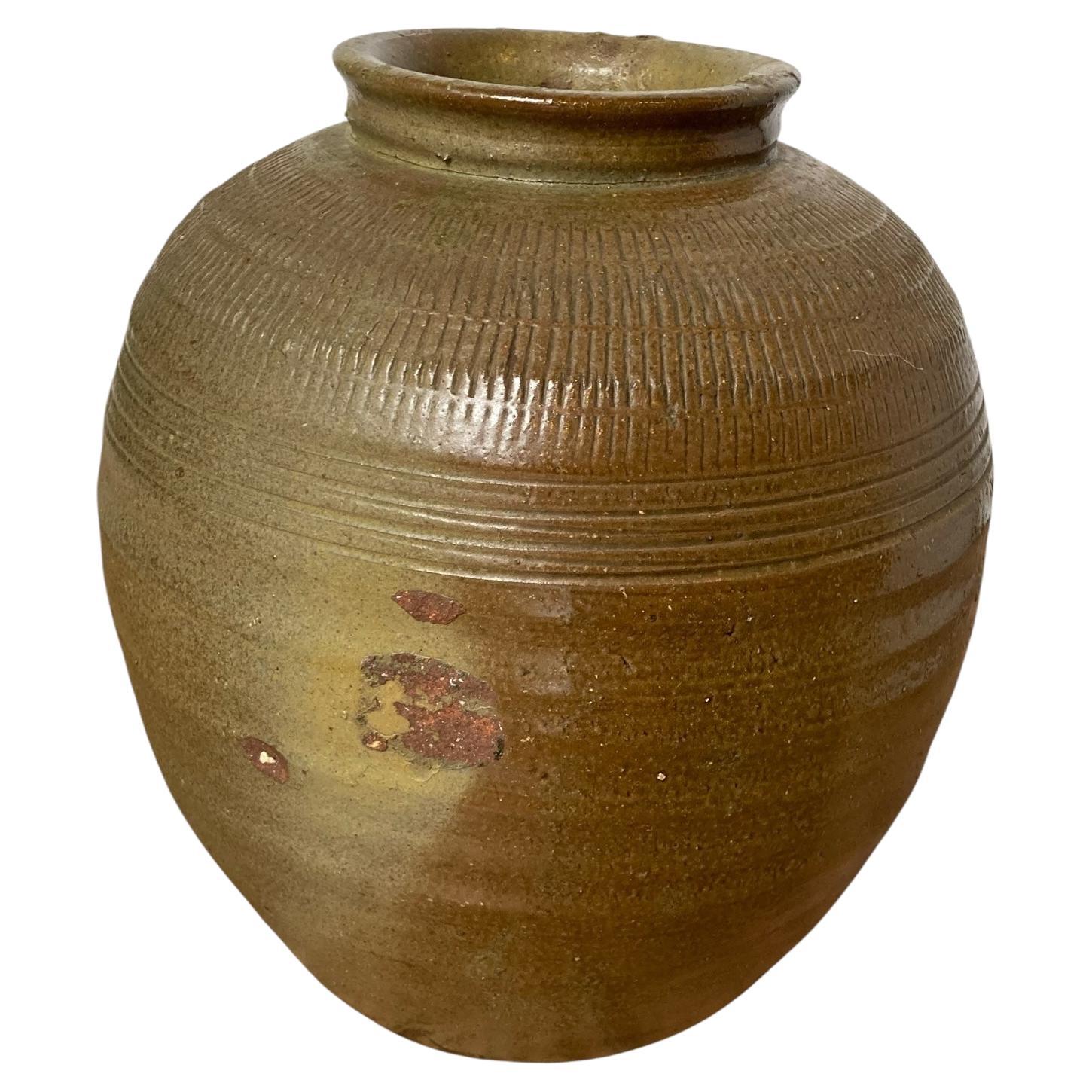 Mid Century Chinese Ceramic Pickling Jar Jade Green For Sale