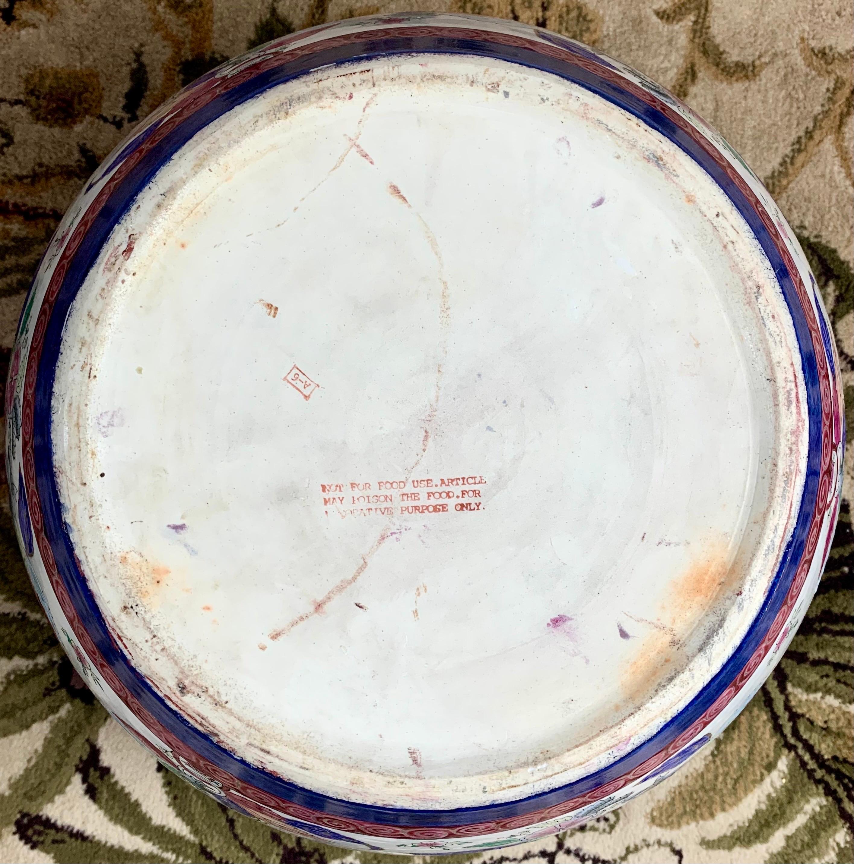 Mid-Century Chinese Chinoiserie Porcelain Fish Bowl For Sale 6