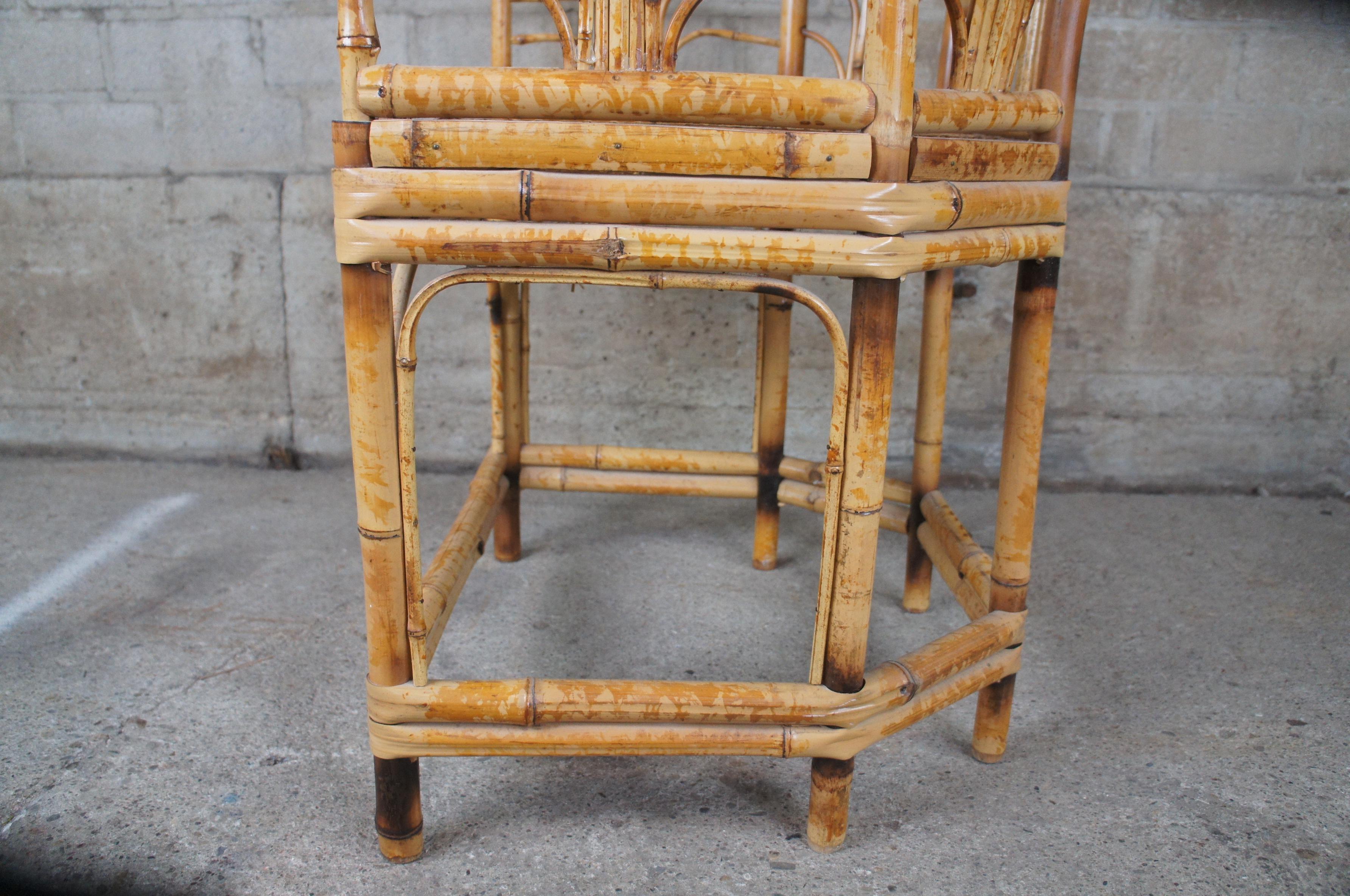 Mid Century Chinese Chippendale Bamboo Bentwood Cane Horseshoe Chair Chinoiserie 2