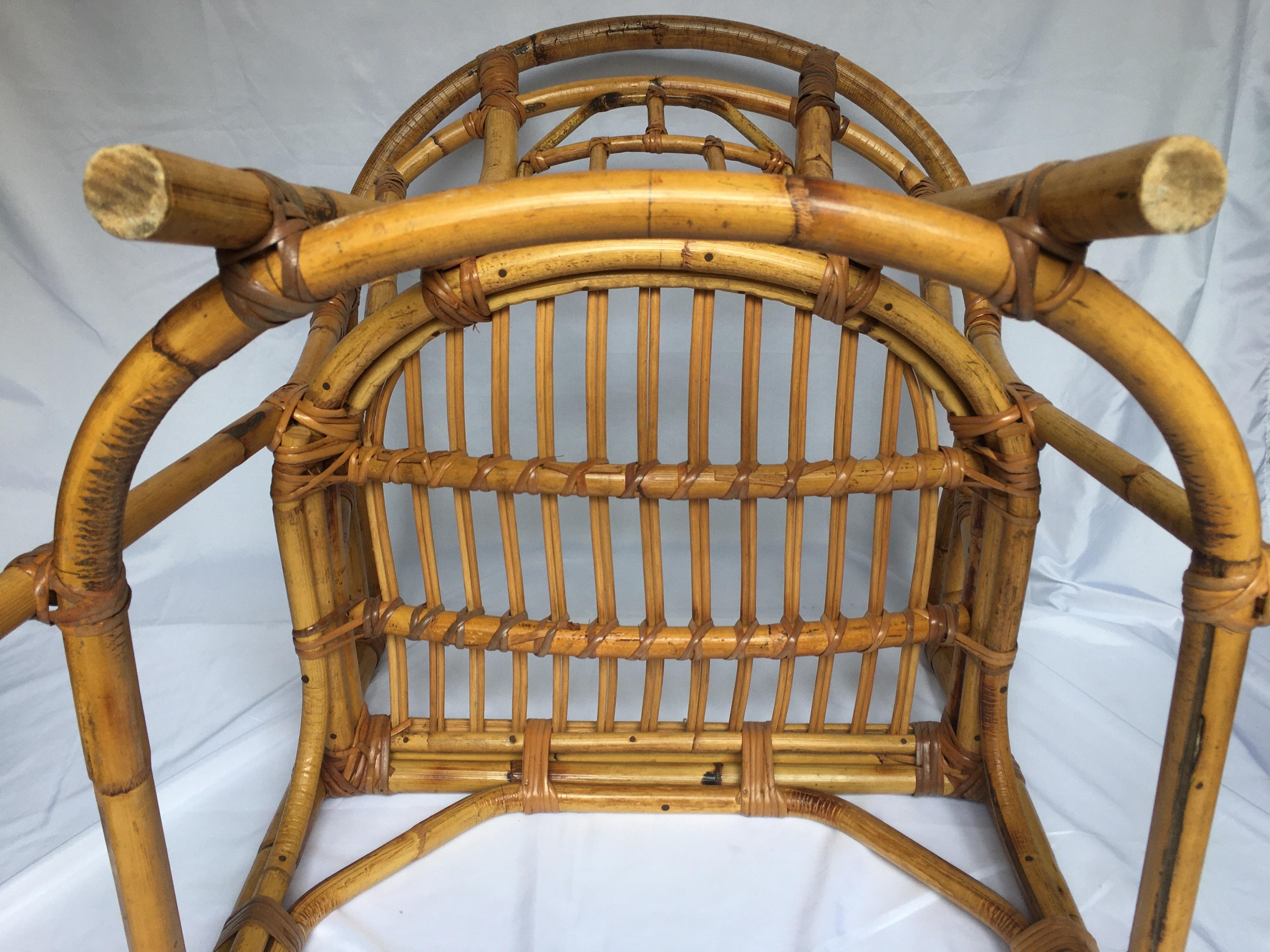 Midcentury Chinese Chippendale Brighton Pavilion Style Bamboo Accent Armchair 4