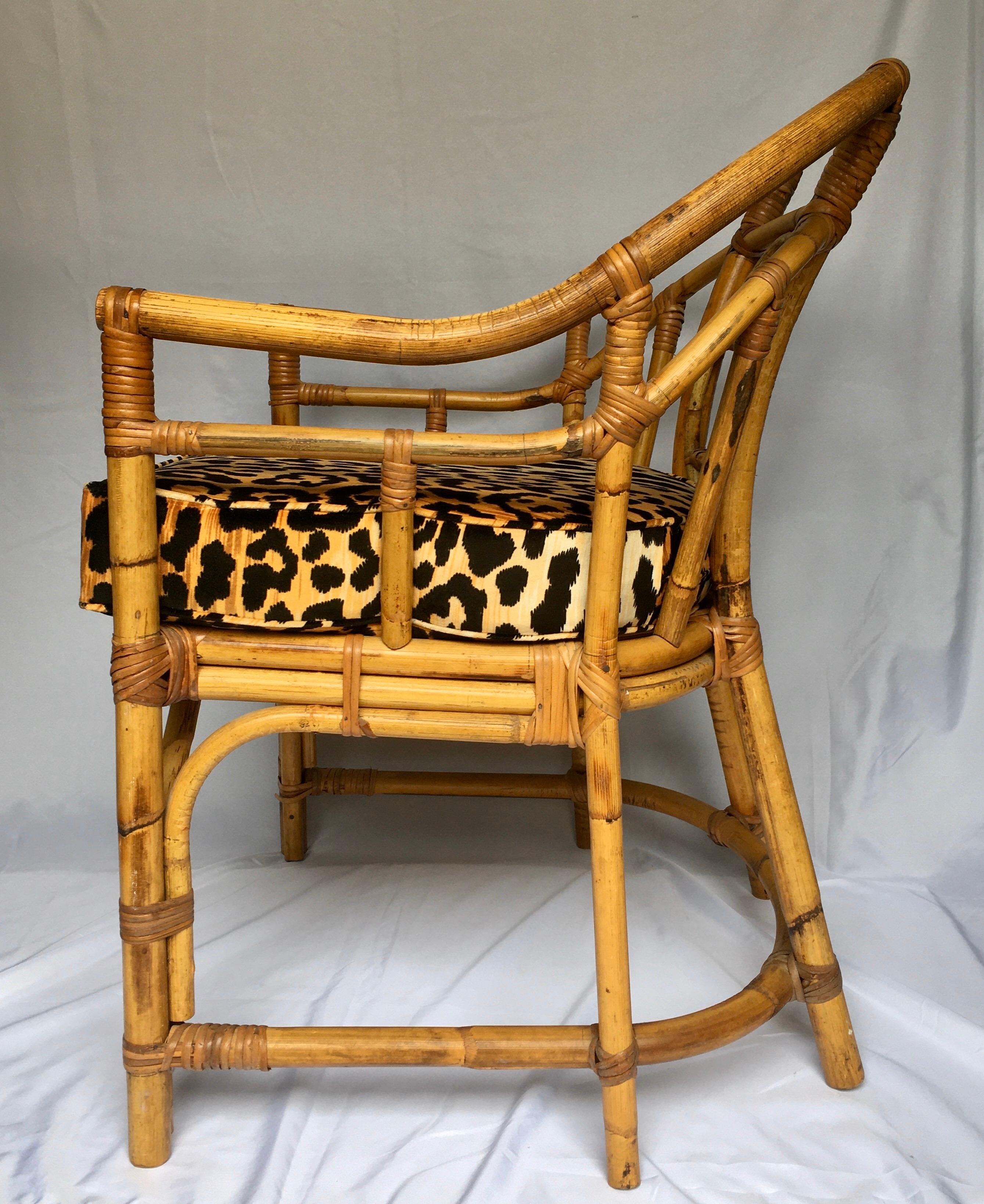 Chinoiserie Midcentury Chinese Chippendale Brighton Pavilion Style Bamboo Accent Armchair