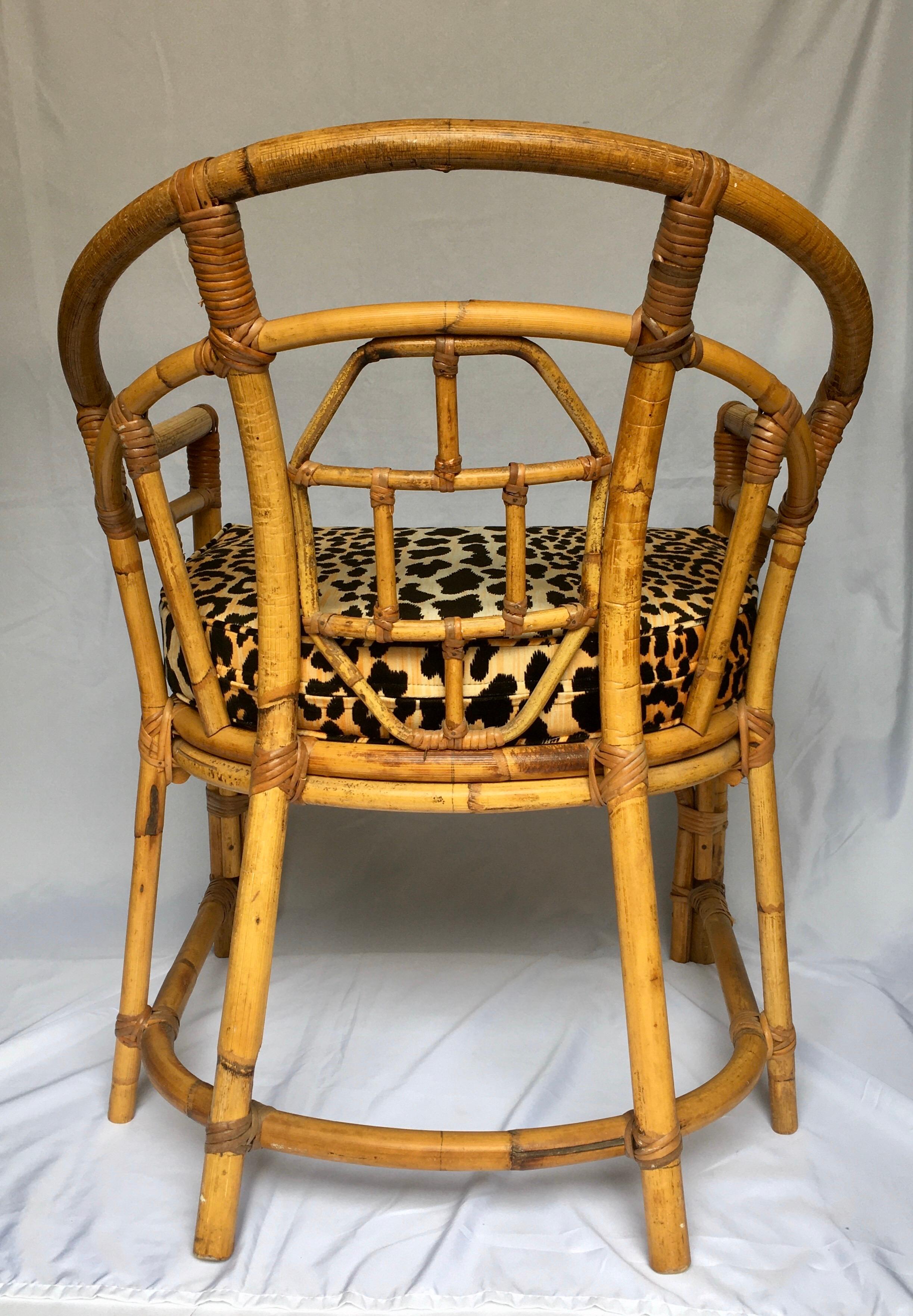 Midcentury Chinese Chippendale Brighton Pavilion Style Bamboo Accent Armchair In Good Condition In Lambertville, NJ
