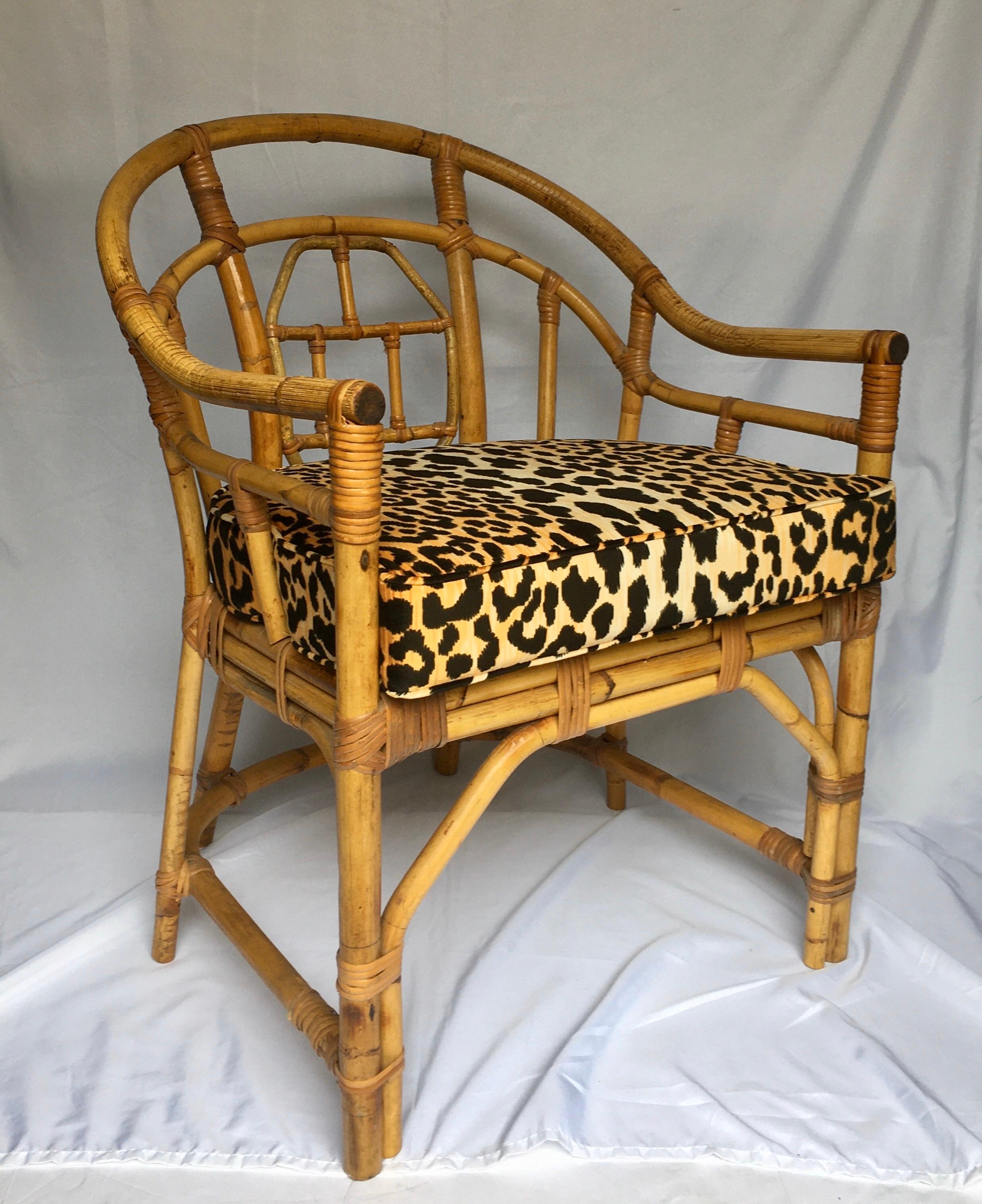 Mid-20th Century Midcentury Chinese Chippendale Brighton Pavilion Style Bamboo Accent Armchair