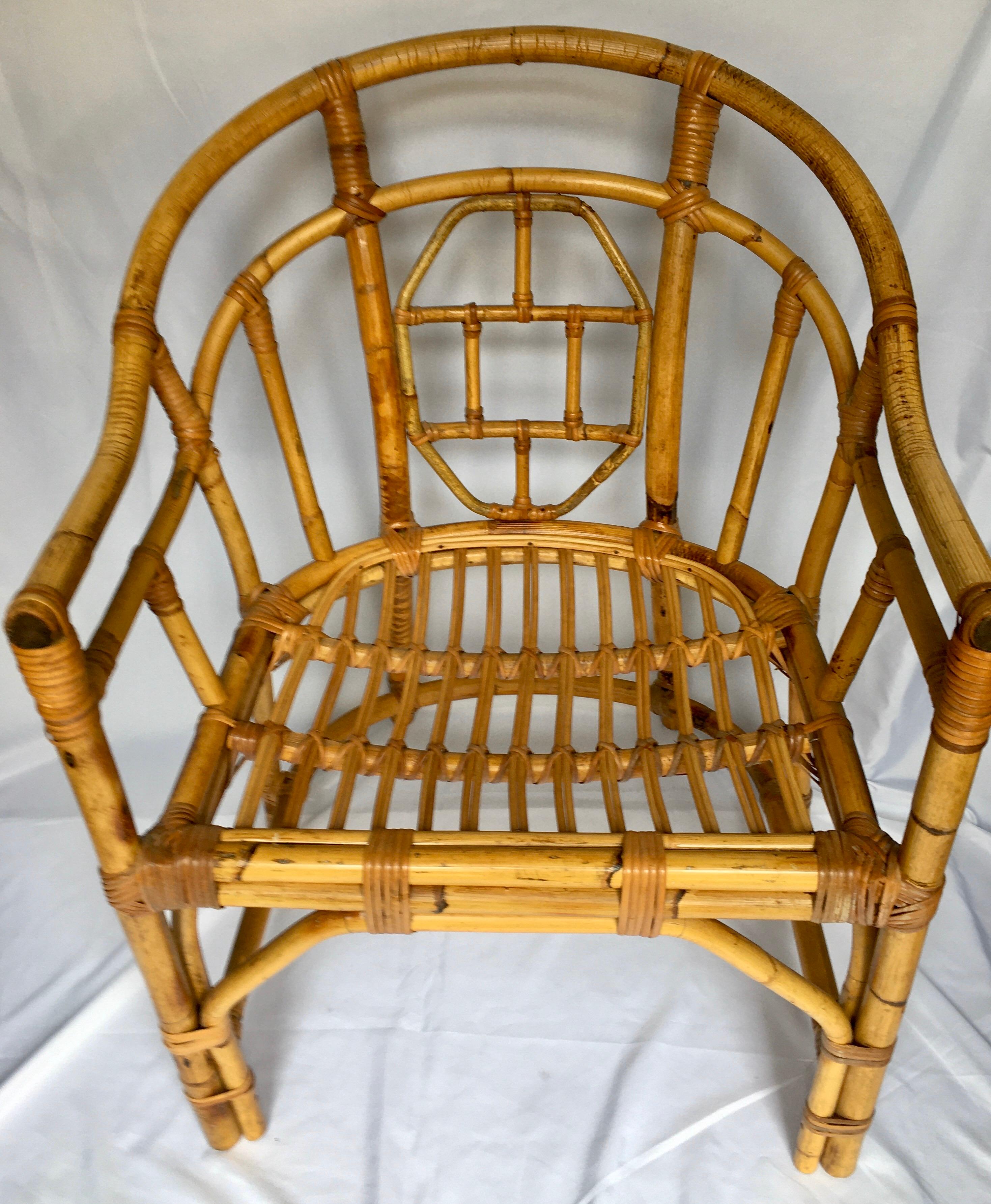 Midcentury Chinese Chippendale Brighton Pavilion Style Bamboo Accent Armchair 2