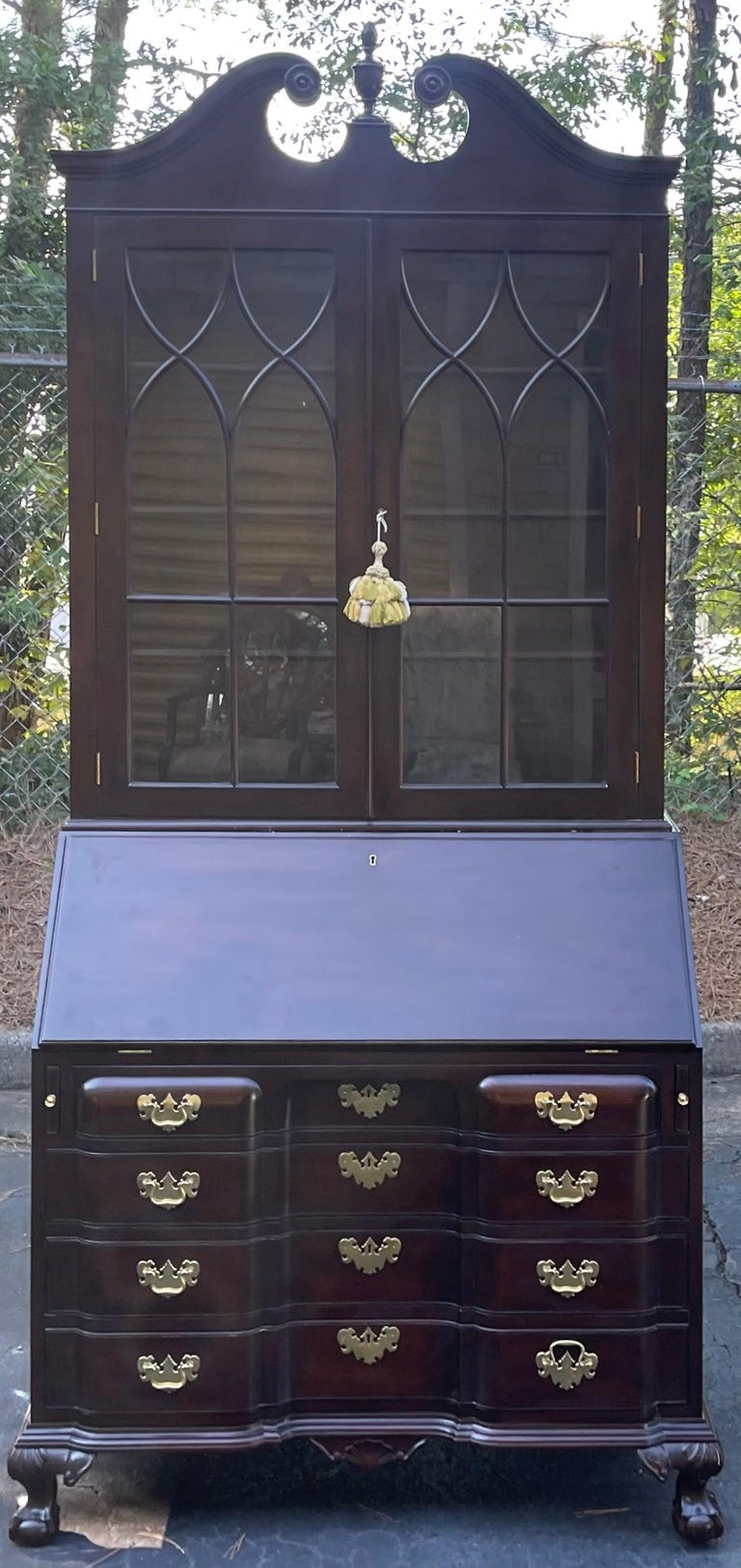 MidCentury Chinese Chippendale Style Ball and Claw Secretary by Biggs