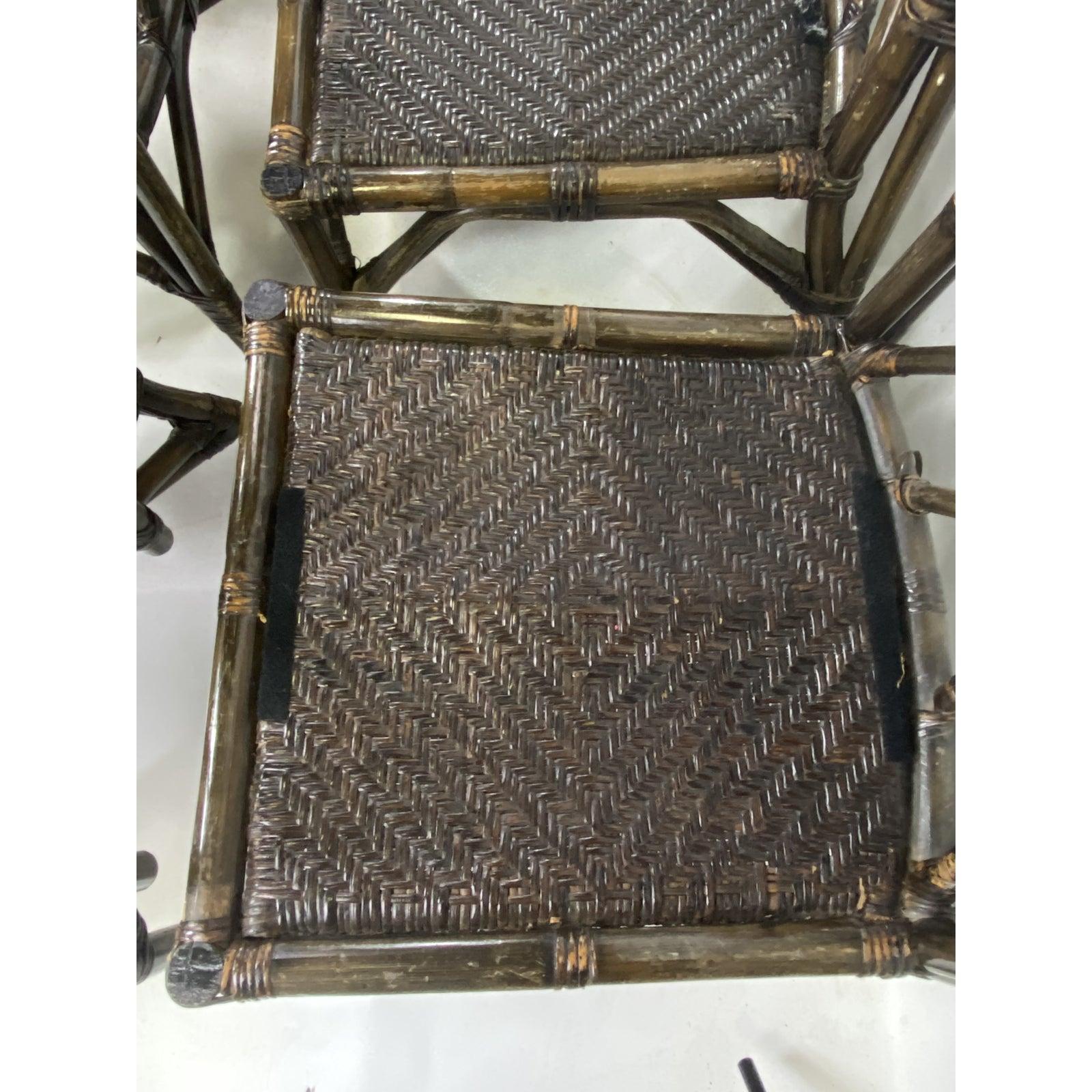 MidCentury Chinese Chippendale Style Bamboo and Rattan Dining Chairs