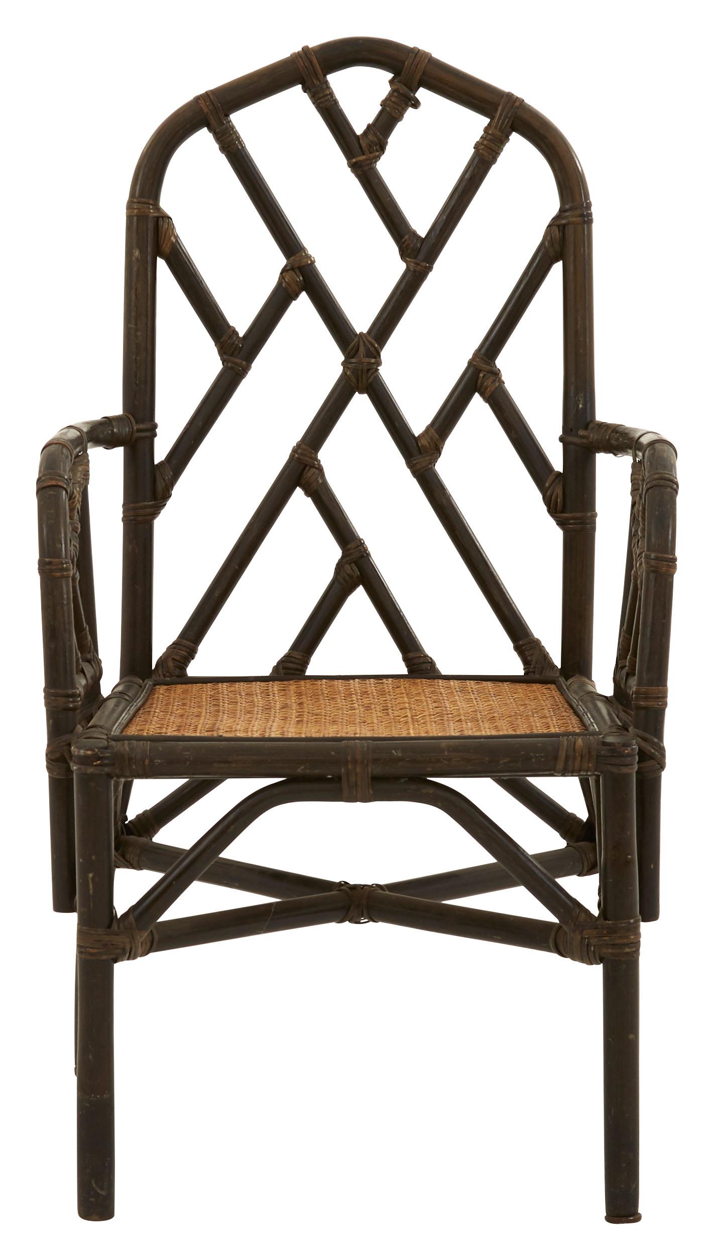 • Bamboo frame
• Patinaed finish
• Original cane seat
• Mid-20th century
• American

Dimensions
• Overall 22.5