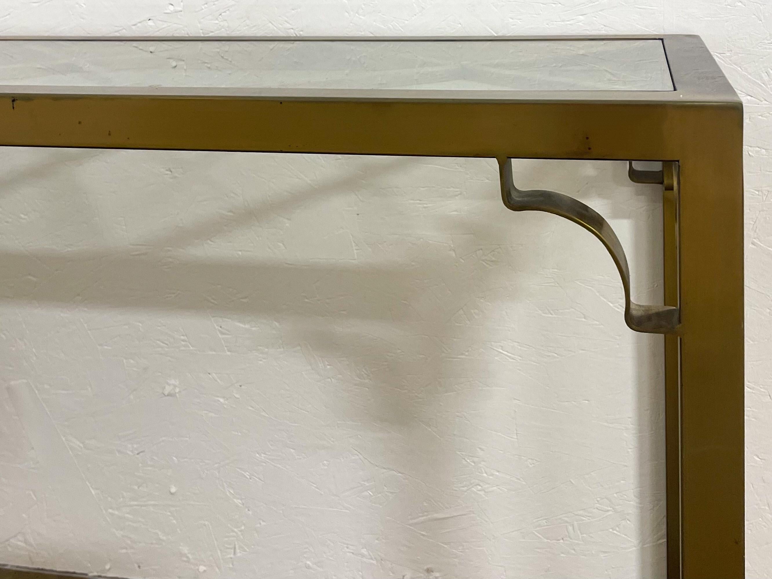 American Mid-Century Chinese Chippendale Style Brass Console Table Att. to Mastercraft